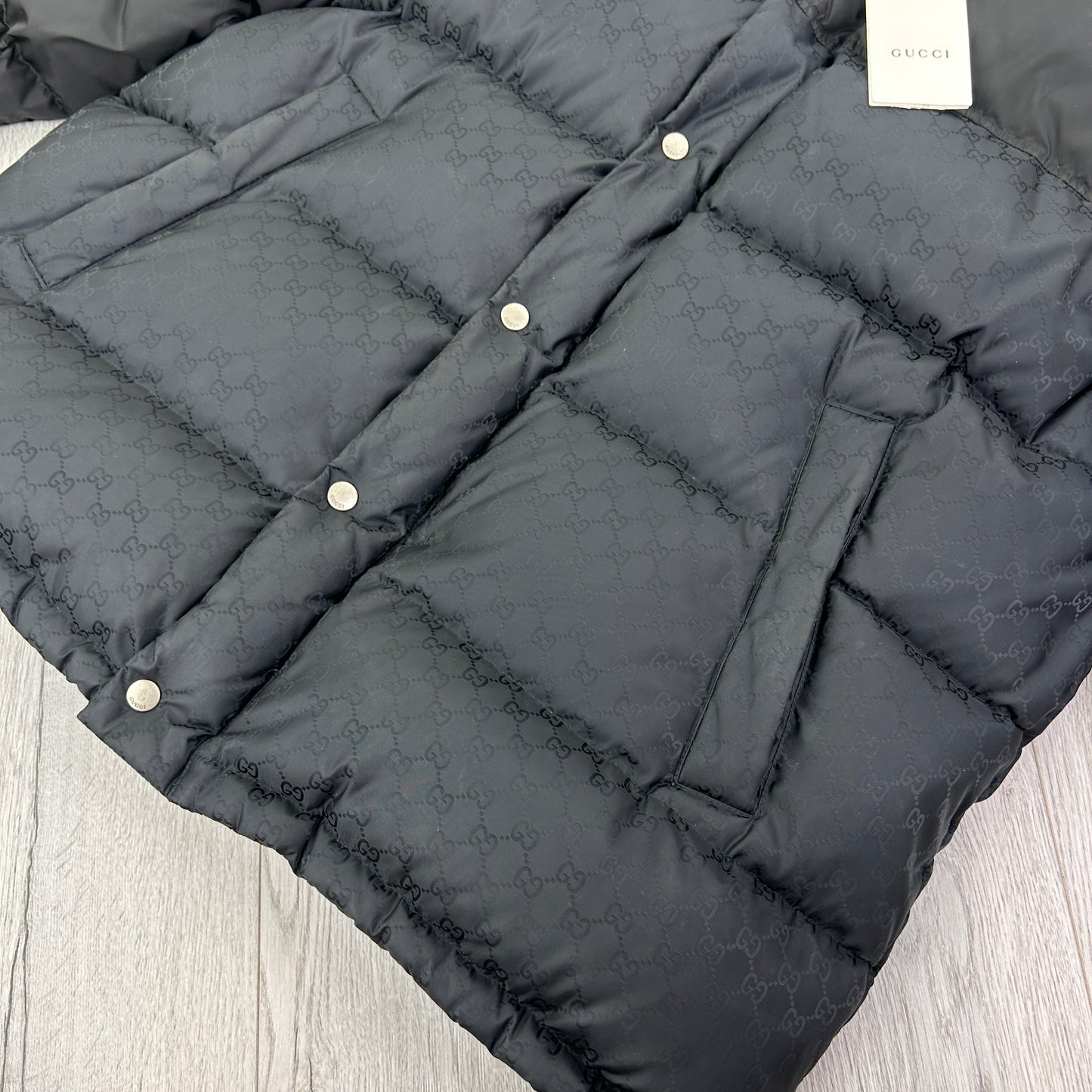 Gucci Men’s GG Jacquard Nylon Padded Down Jacket - Size 50