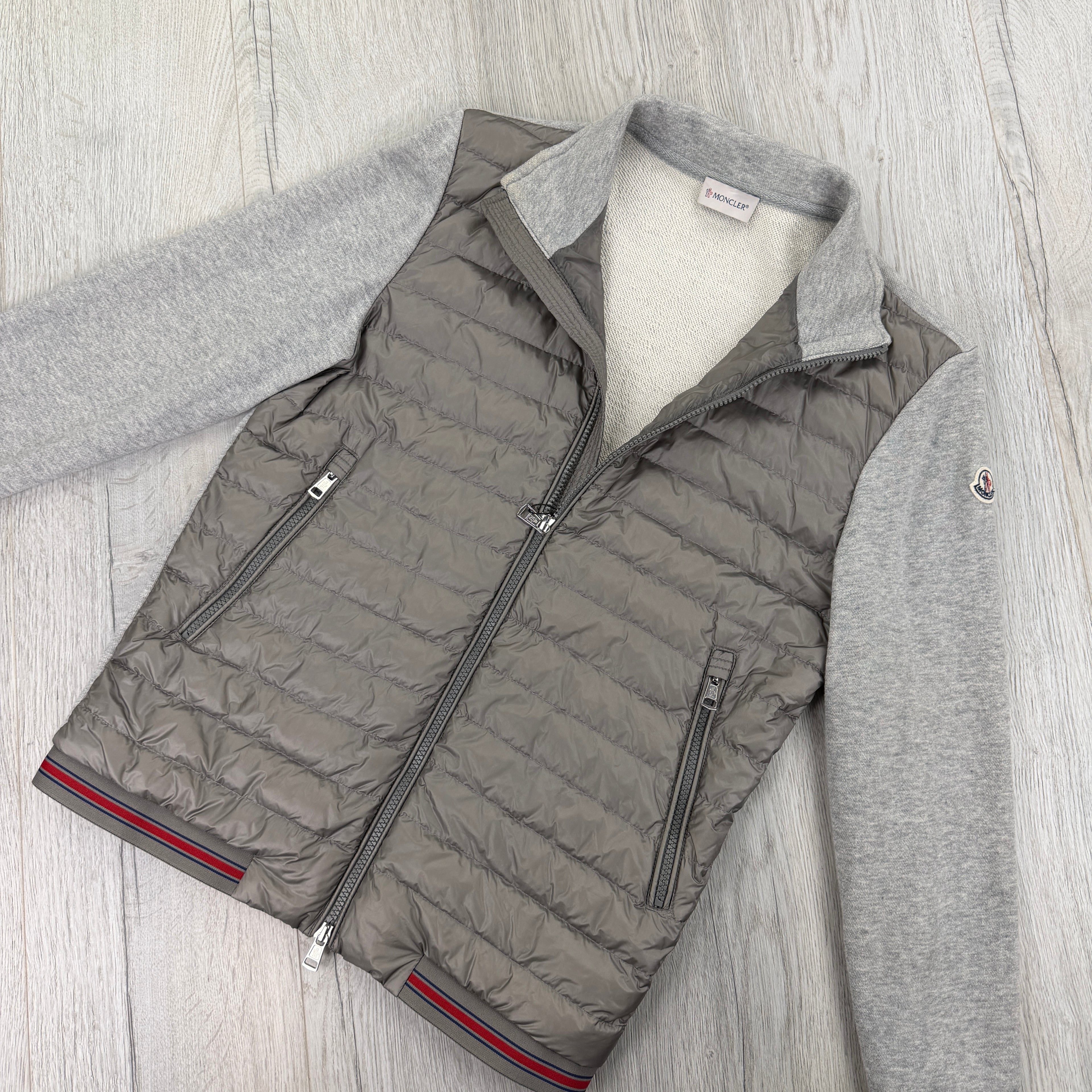 Moncler Men’s Maglia Grey Zip-up Padded Cardigan - Medium Slim