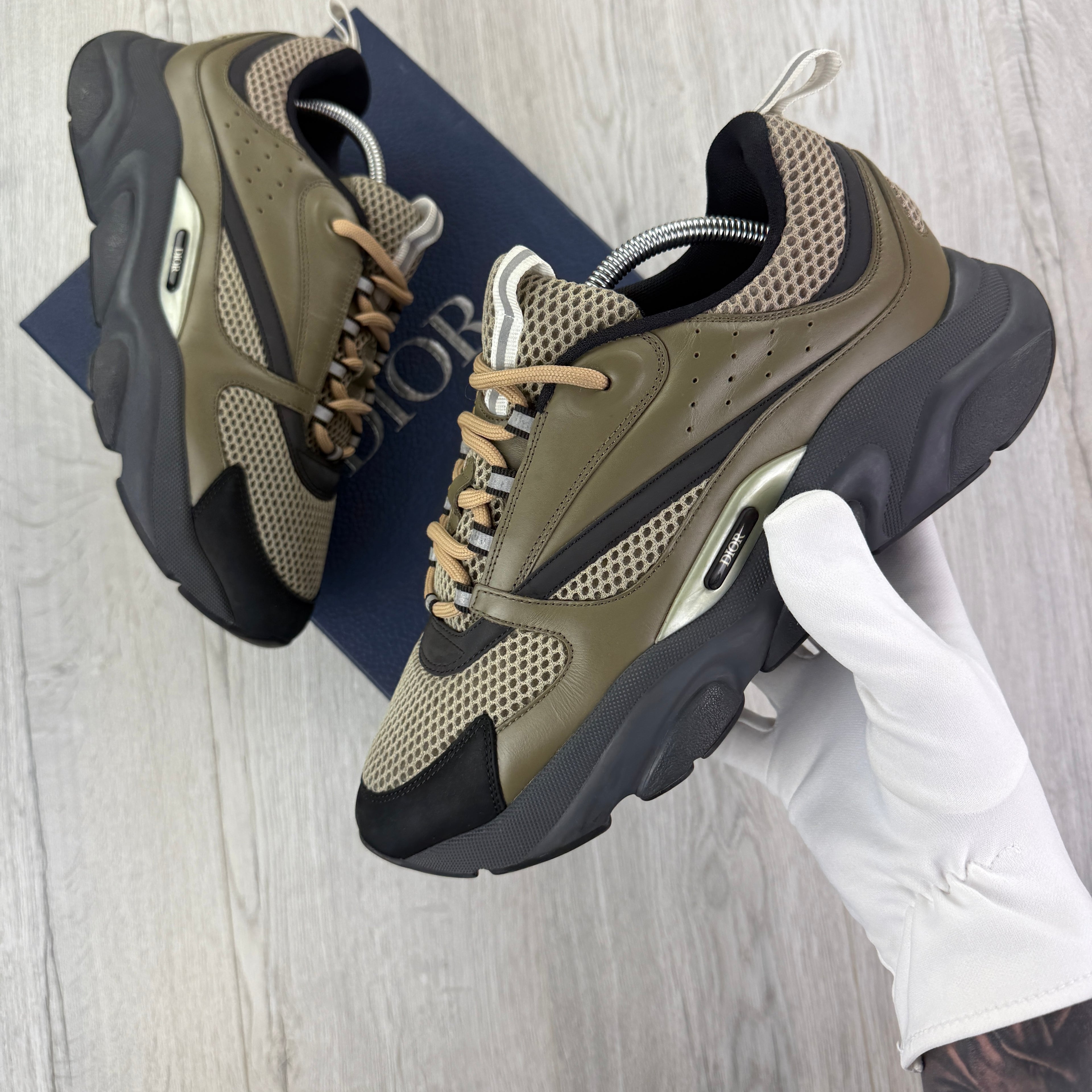 Dior B22 Men’s Khaki Grey Runners - 43 (Fit 8/8.5)