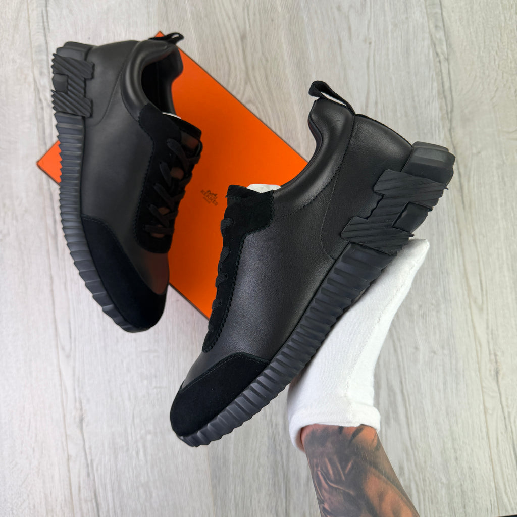 Hermes Men’s All Black Suede Bouncing Sneakers - Uk 11