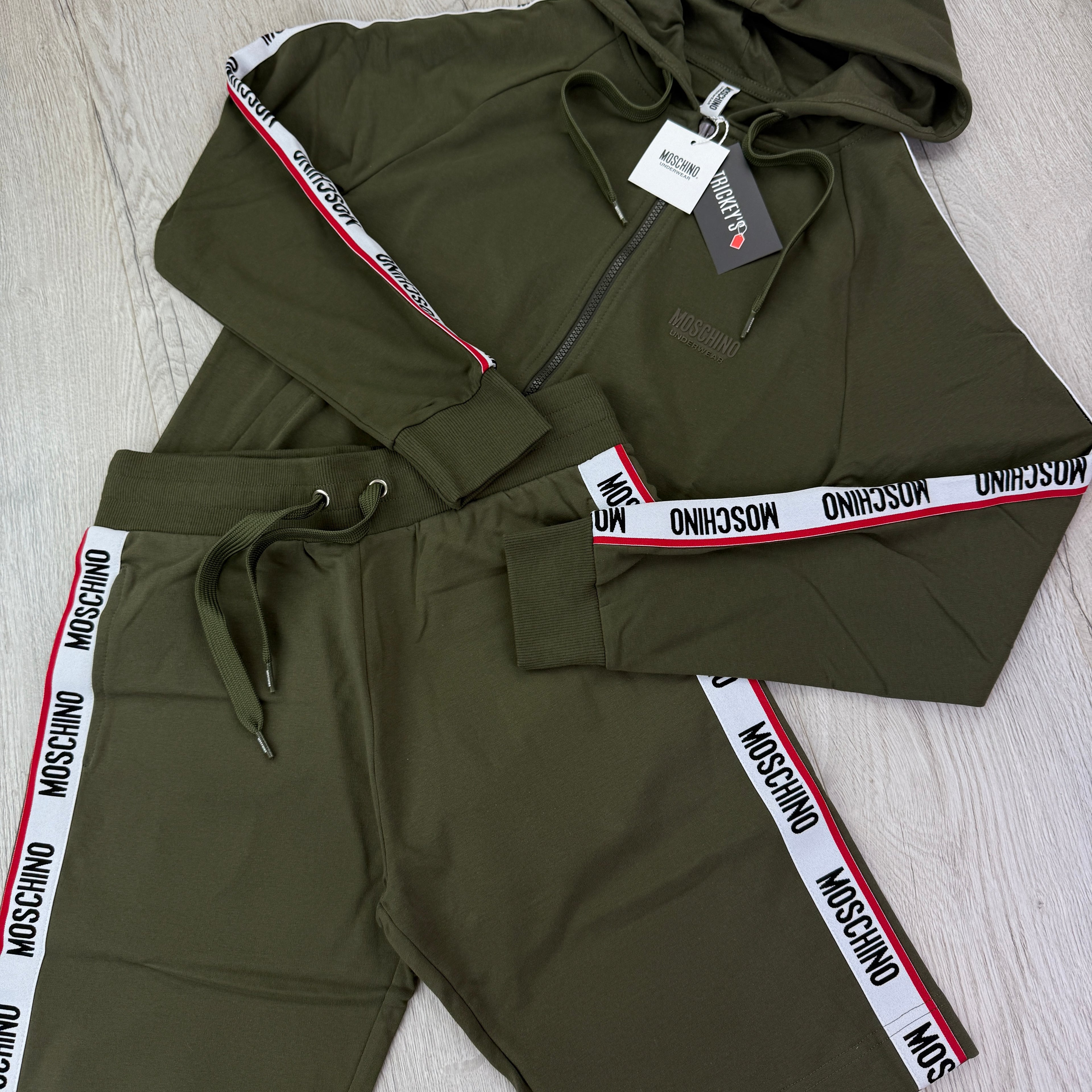Moschino Khaki Green Hoodie & Shorts Set