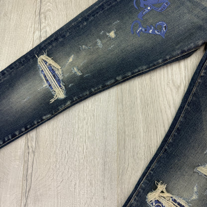 Amiri Men’s Distressed Jeans Side Old English Logo - Uk 30