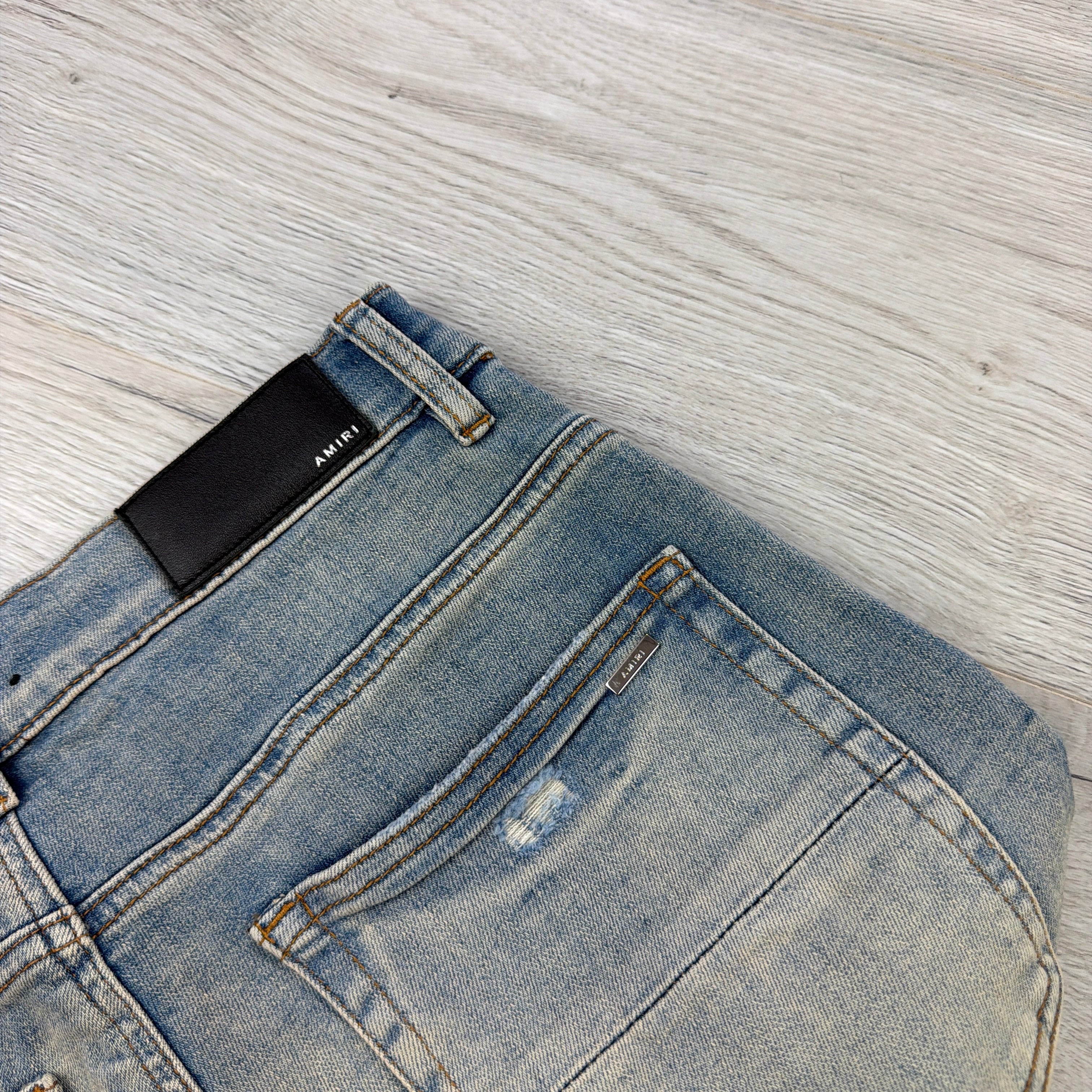 Amiri Men’s Blue MX1 Distressed Ripped Jeans - Uk 30