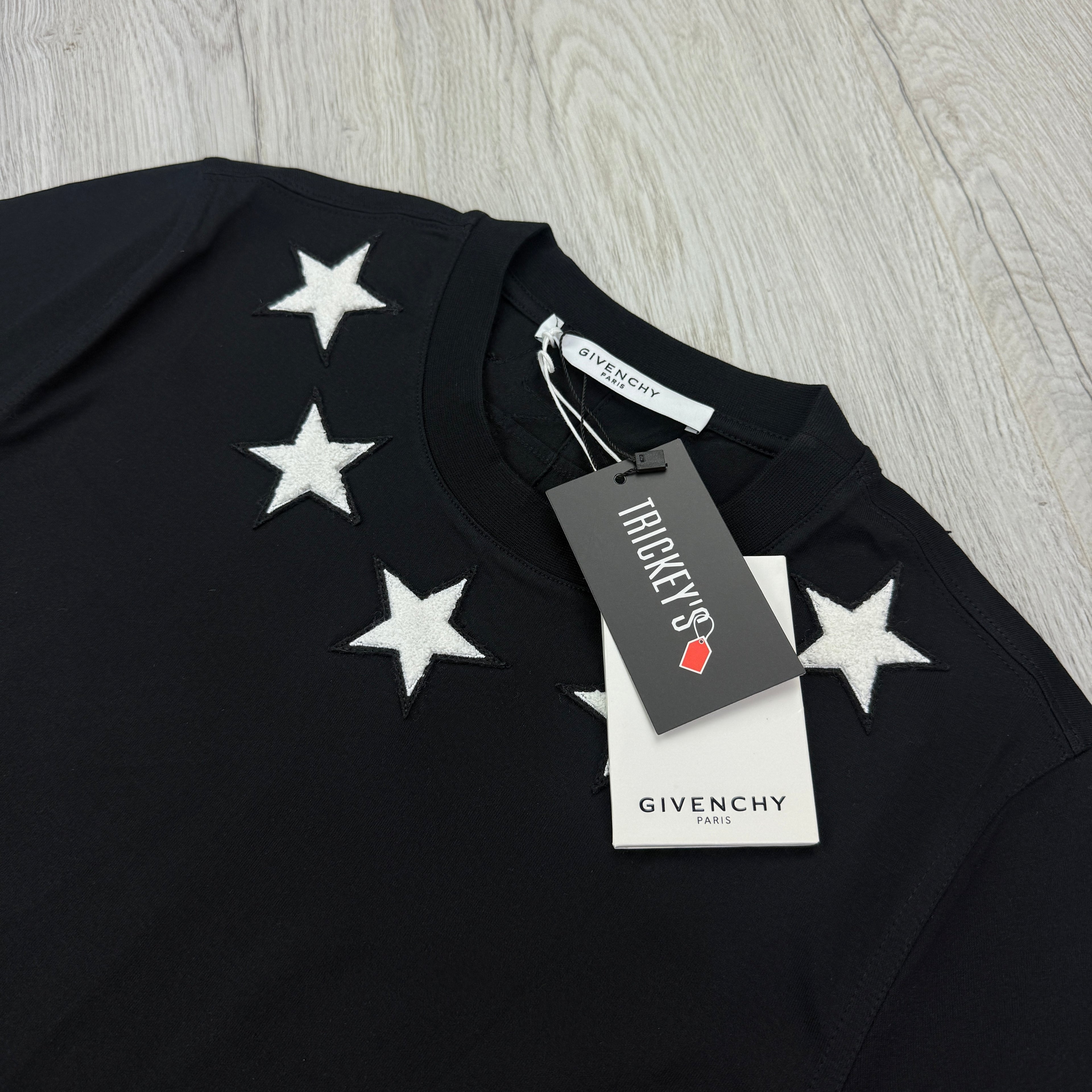 Givenchy Men’s Black T-shirt Neckline White Stars