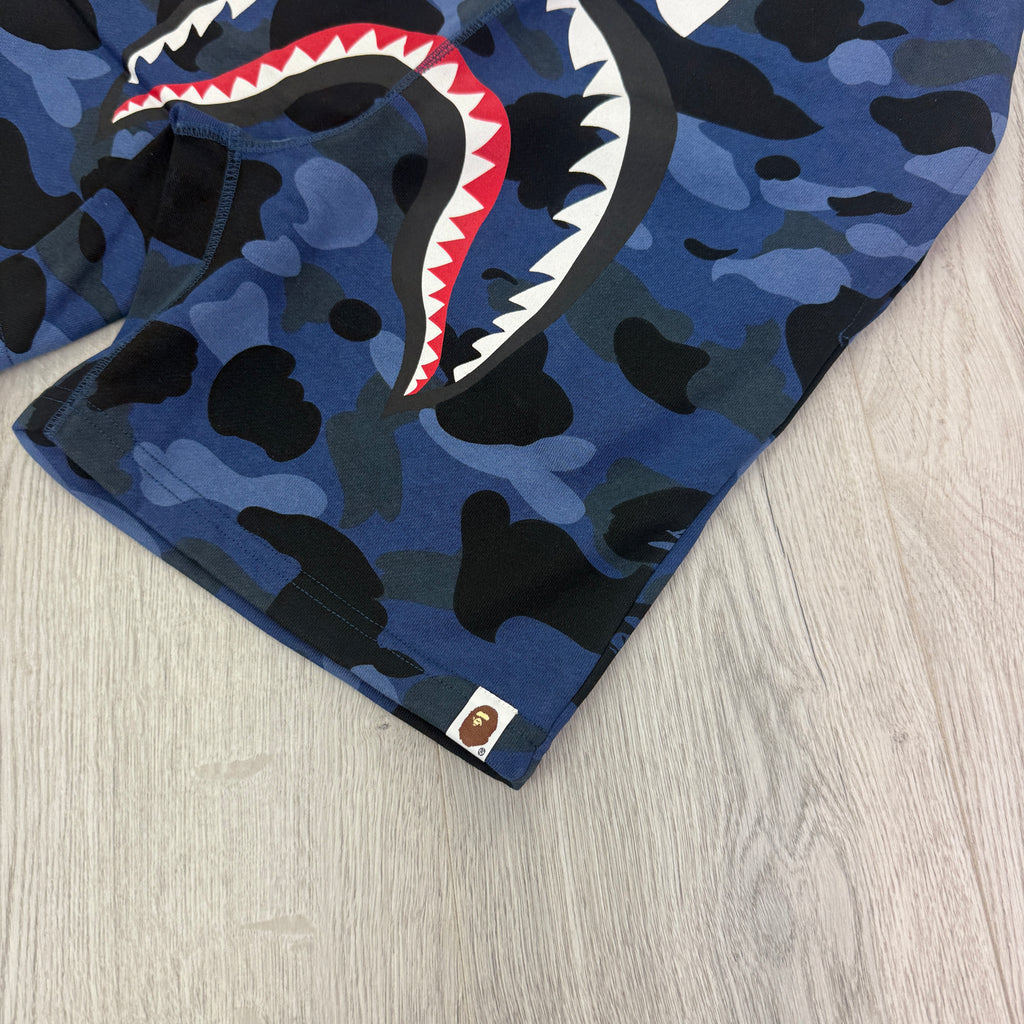 Bape Men’s Blue Camo Front Shark Shorts
