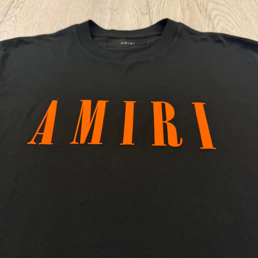 Amiri Men’s Black T-shirt Orange Logo - XS