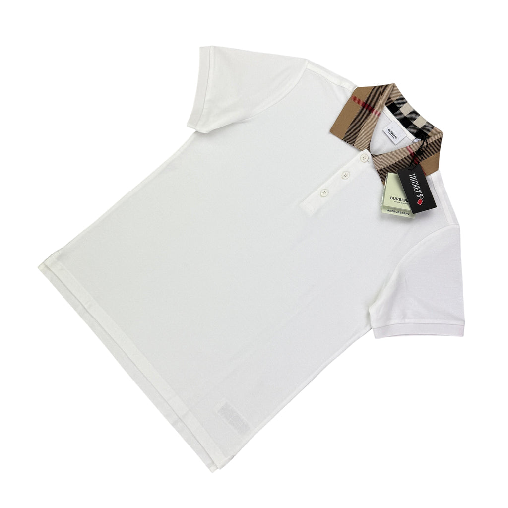 Burberry Men’s White Slim-Fit Checked Cotton-Piqué Polo Shirt