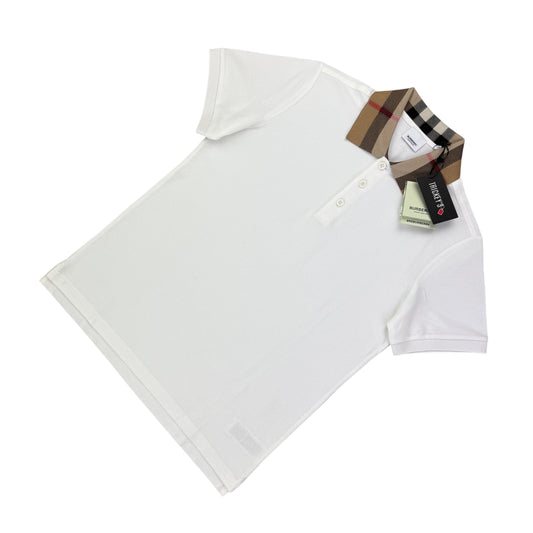 Burberry Men’s White Slim-Fit Checked Cotton-Piqué Polo Shirt