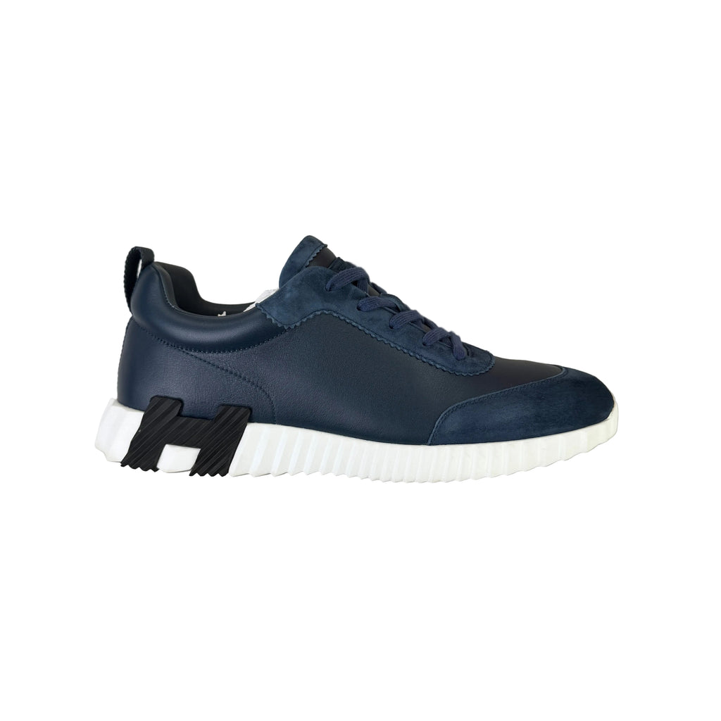 Hermes Men’s Navy Leather Bouncing Sneakers - Uk 11