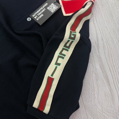 Gucci Men’s Navy Shoulder Logo Polo - Large Slim