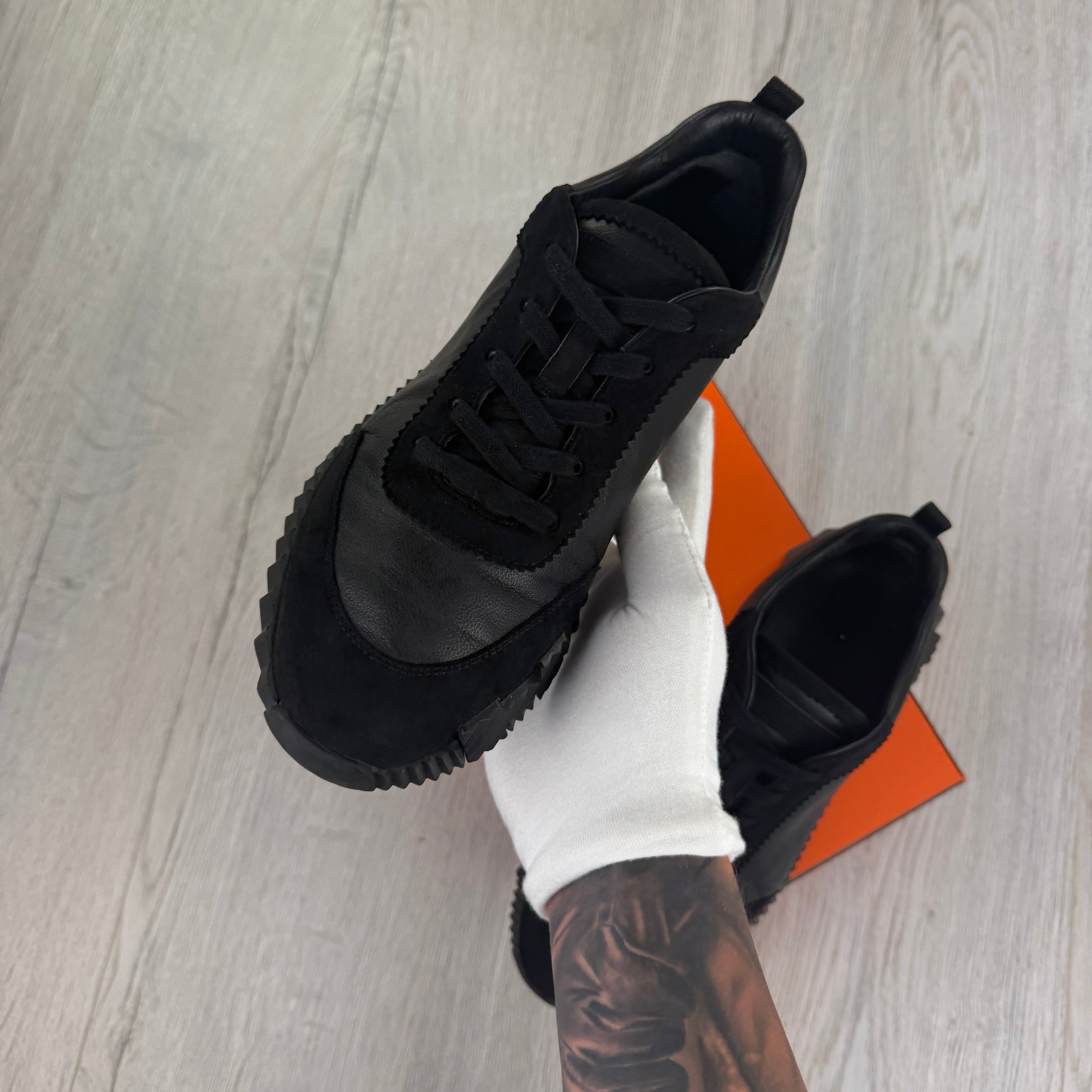 Hermes Men’s All Black Suede Bouncing Sneakers - 42.5 Fit (Uk 8.5)