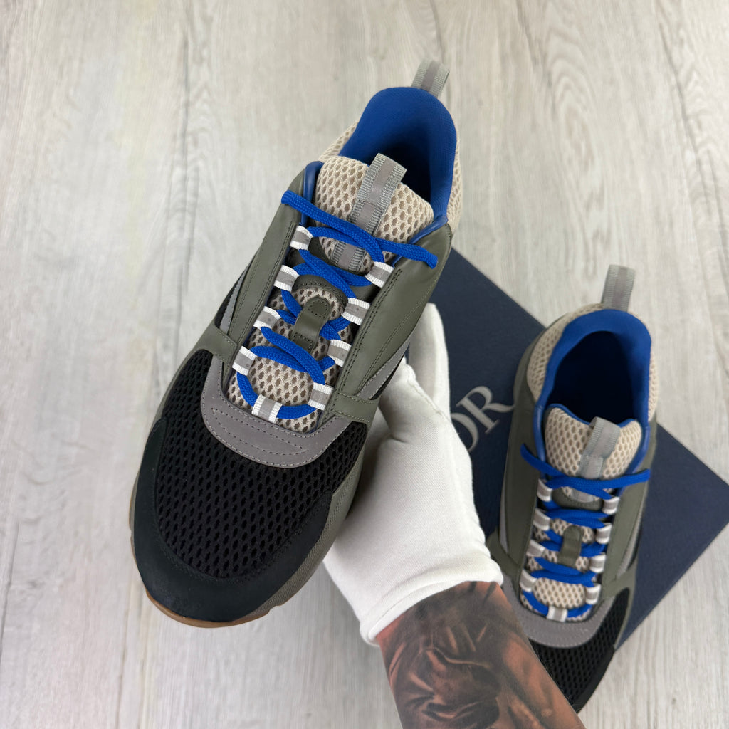 Dior B22 Men’s Khaki Green & Blue Trainers - 43 (Fit Uk 8.5)