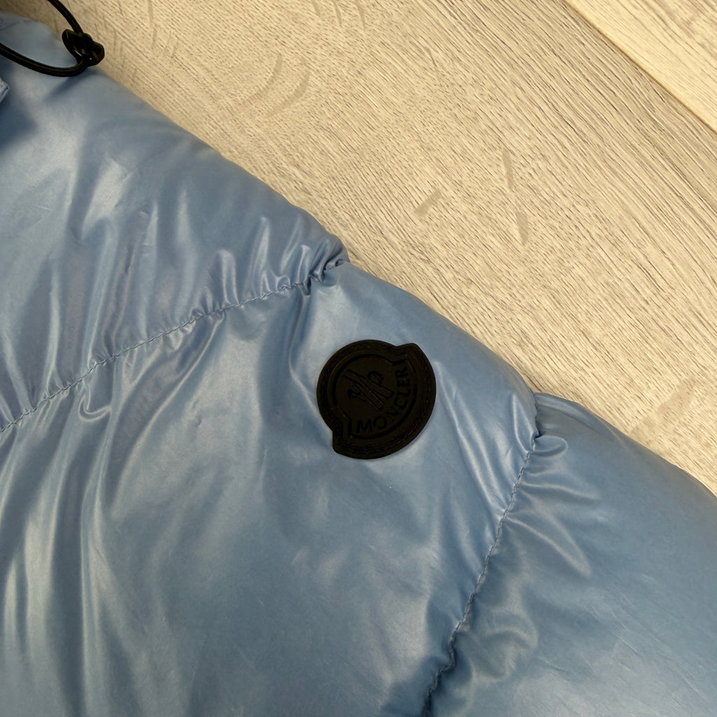 Moncler Men’s Yonne Baby Blue Black Badge Zip-up Down Jacket