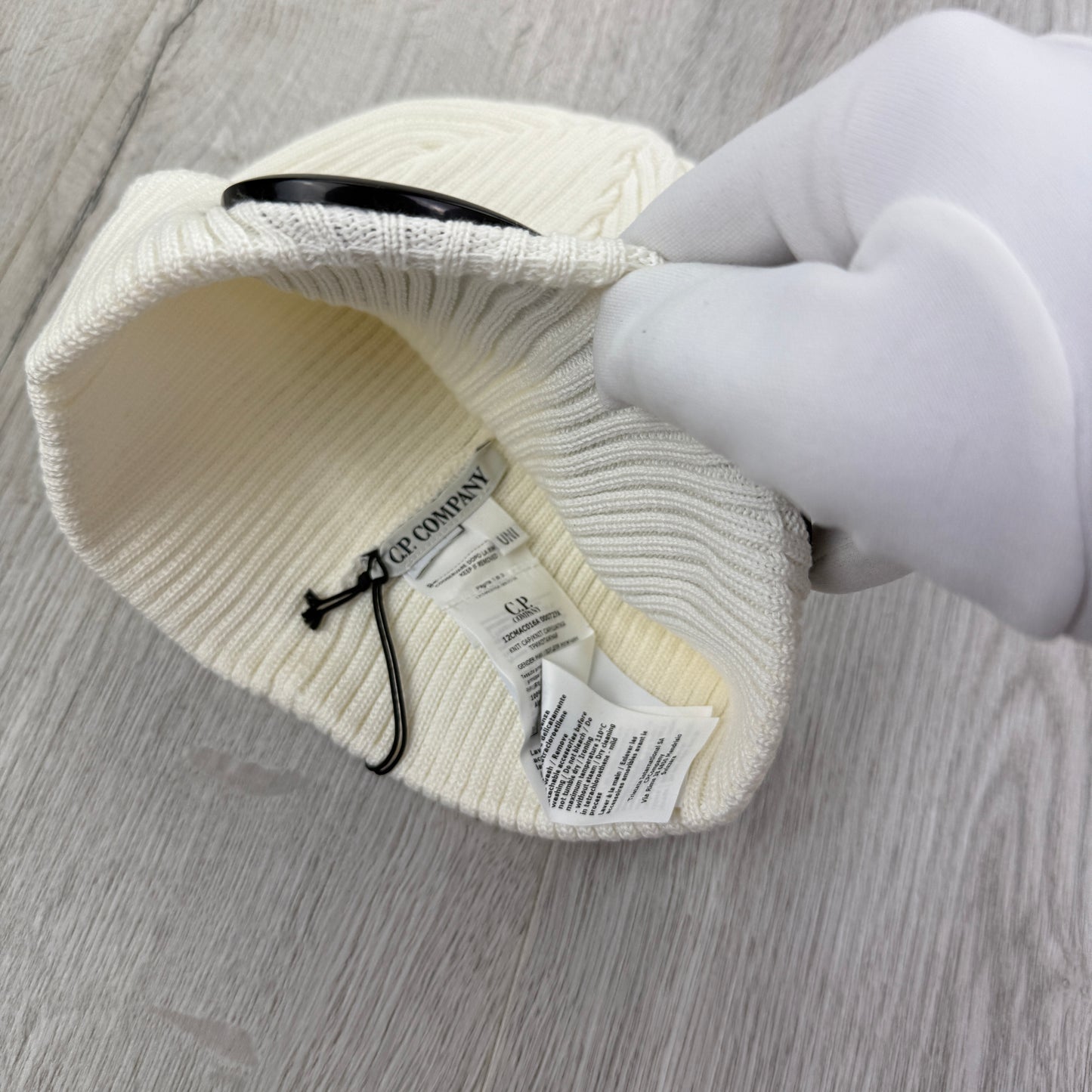 CP Company Men’s White Goggle Beanie