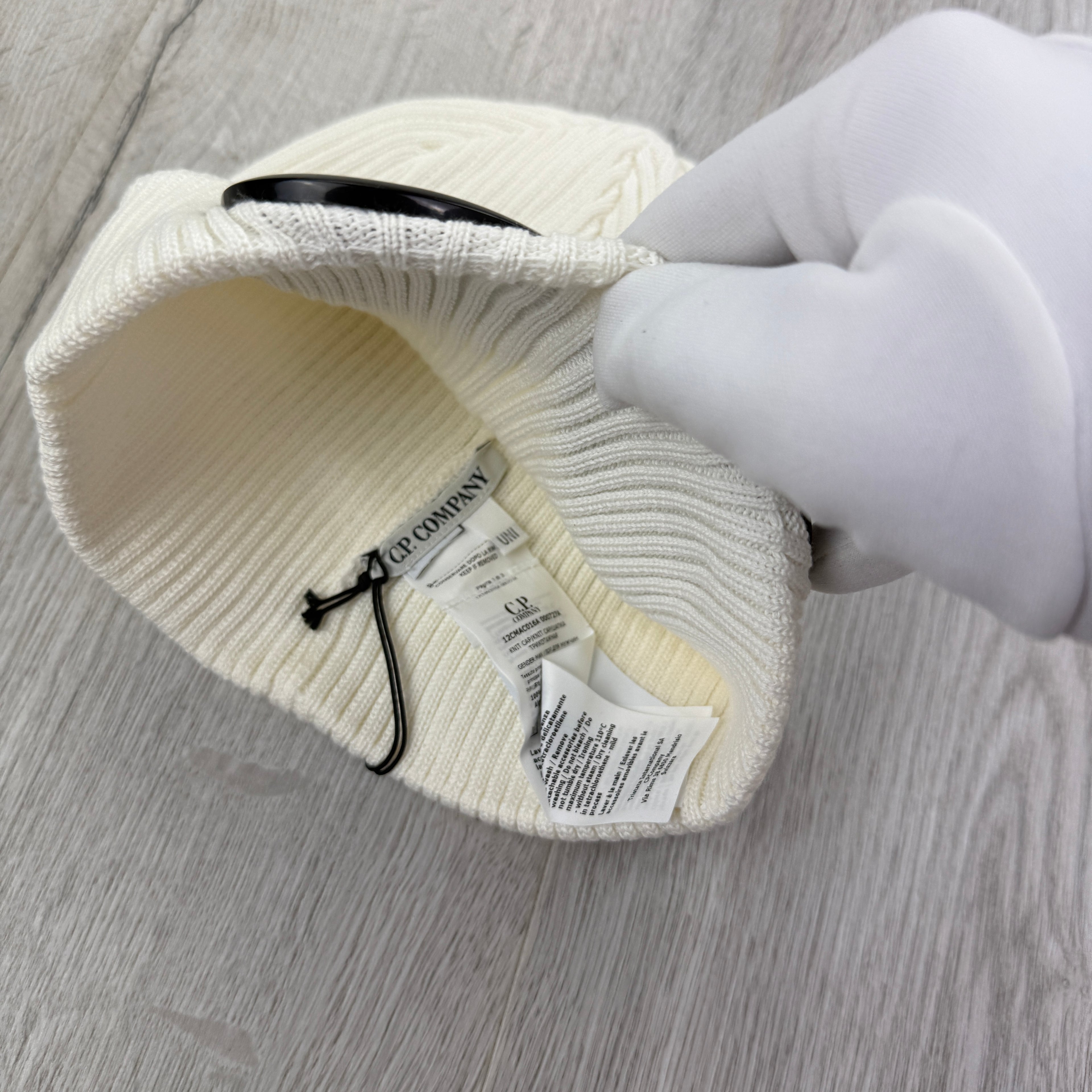 CP Company Men’s White Goggle Beanie