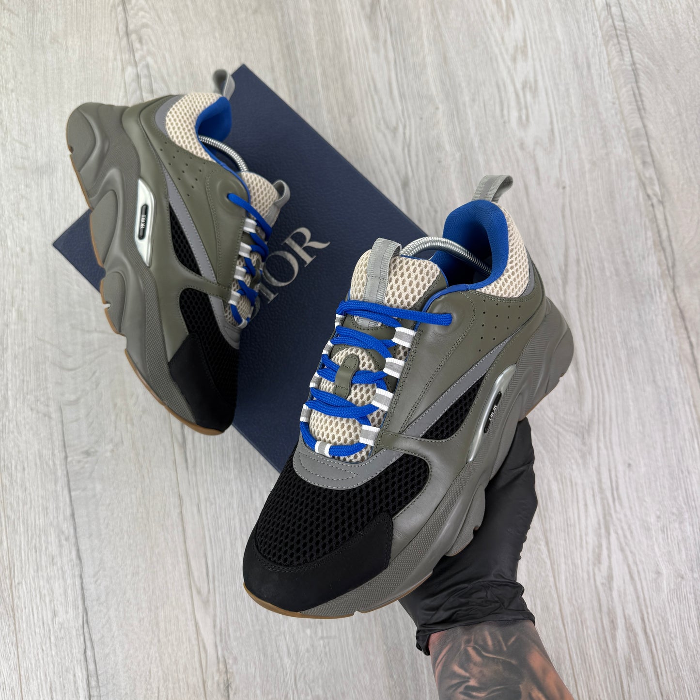 Dior B22 Men’s Khaki & Blue Trainers - 44 (Fit Uk 9/9.5)