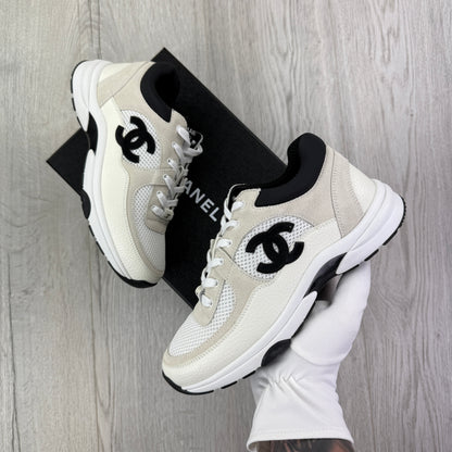 Chanel Women’s Low Top Beige / Black Suede Trainers