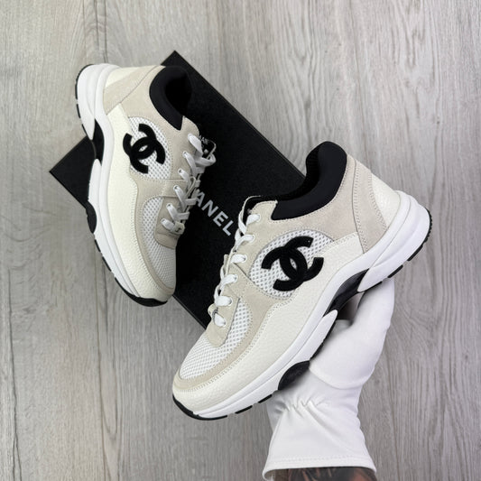 Chanel Women’s Low Top Beige / Black Suede Trainers