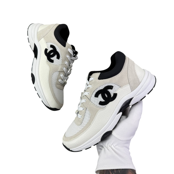 Chanel Women’s Low Top Beige / Black Suede Trainers