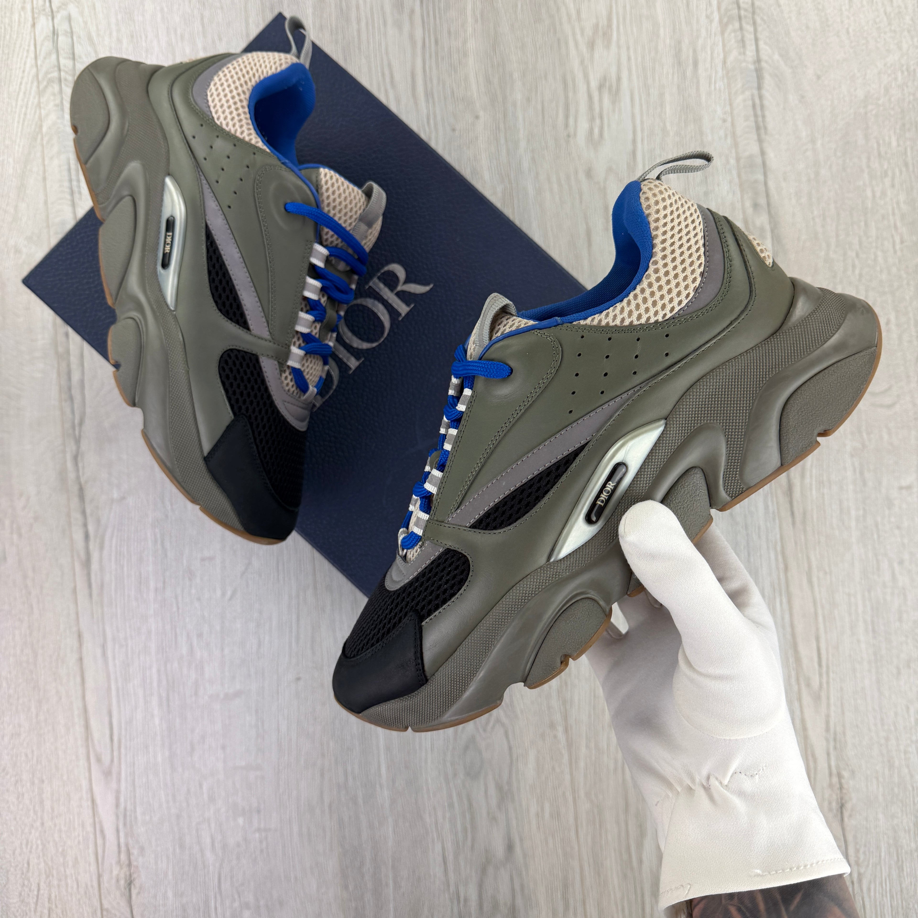 Dior B22 Men’s Khaki Green & Blue Trainers - 45 (Fit Uk 10/10.5)