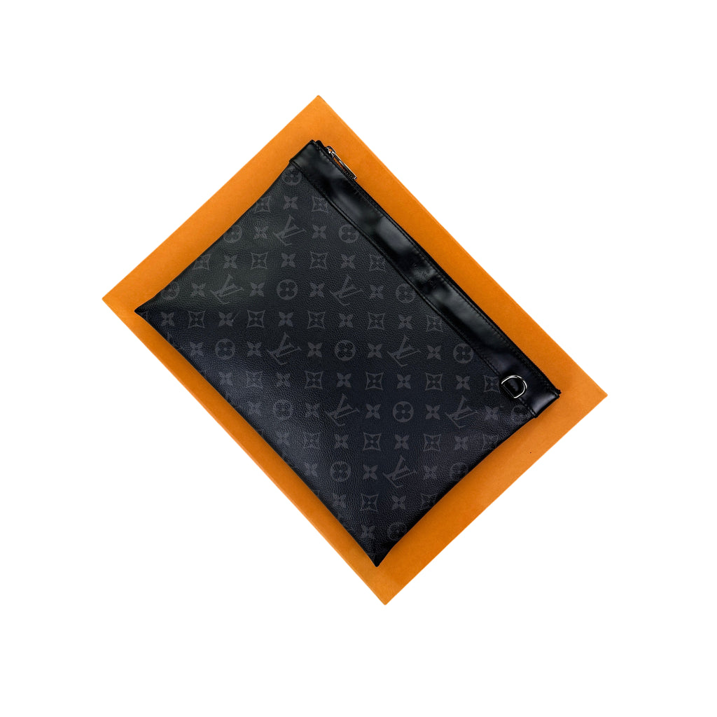Louis Vuitton Black Monogram Clutch / Small Laptop Case