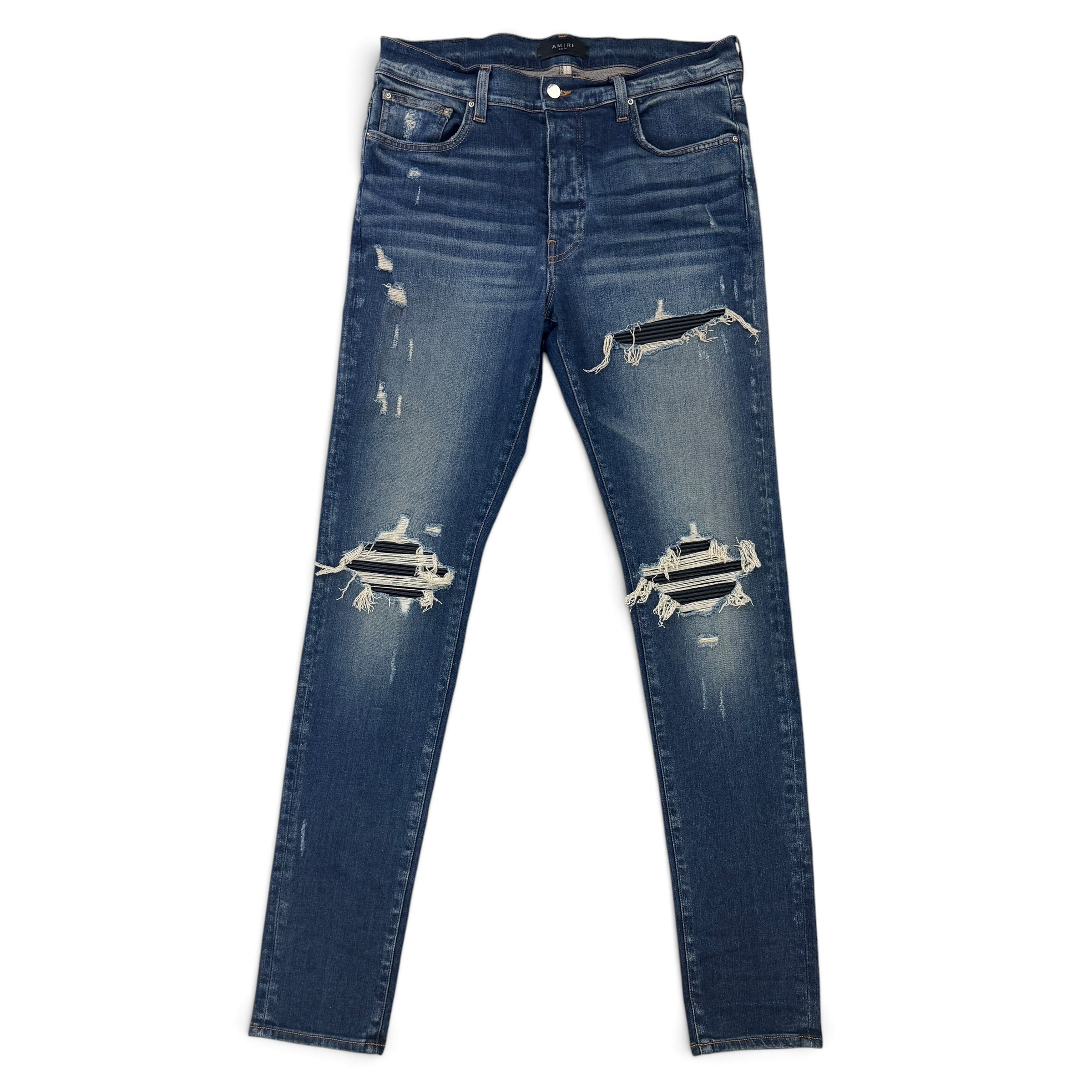 Amiri Men’s Blue MX1 Distressed Ripped Jeans - Uk 34