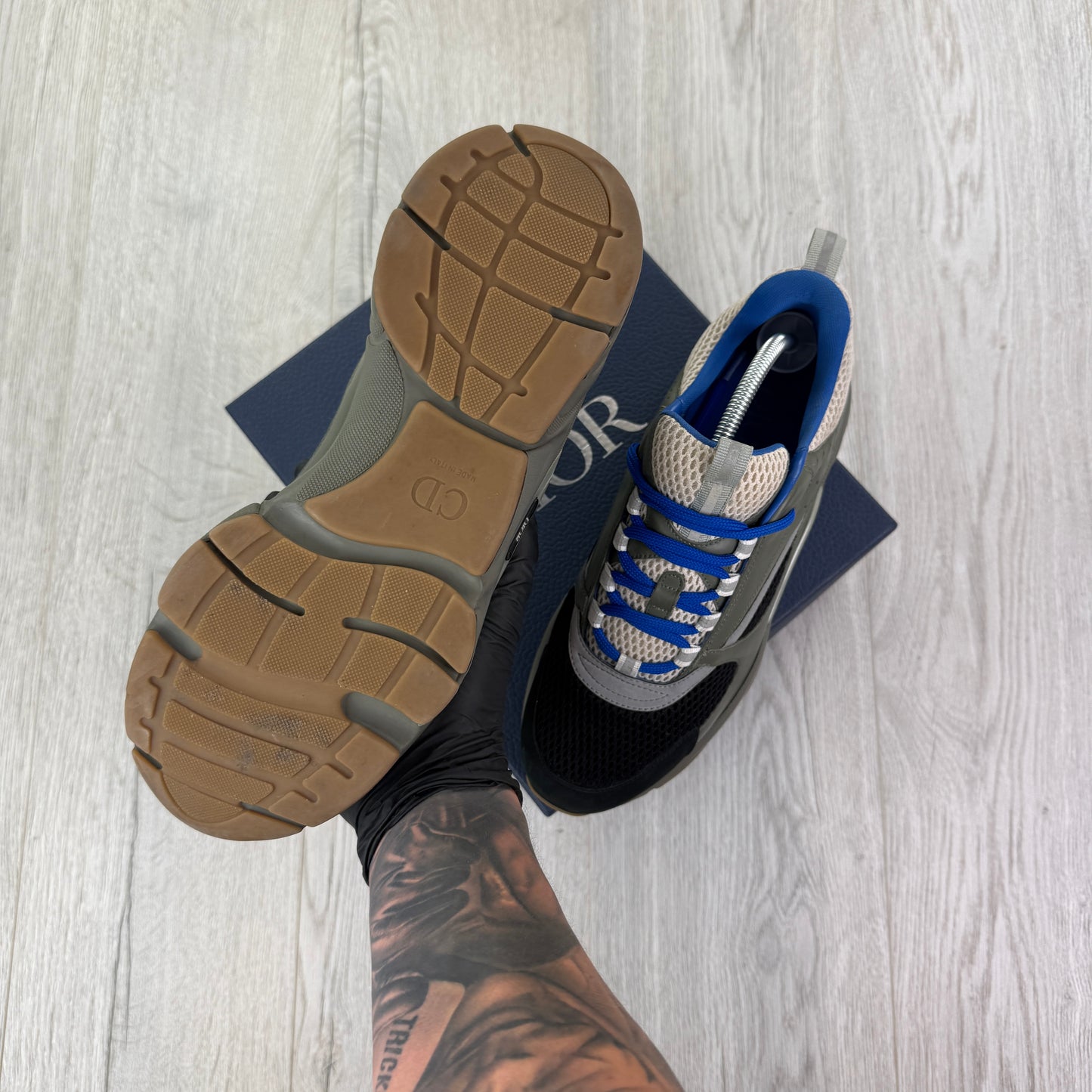 Dior B22 Men’s Khaki & Blue Trainers - 42.5 (Fit Uk 8)