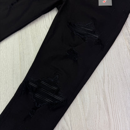 Amiri MX1 Black Distressed Slim Jeans - Uk 31