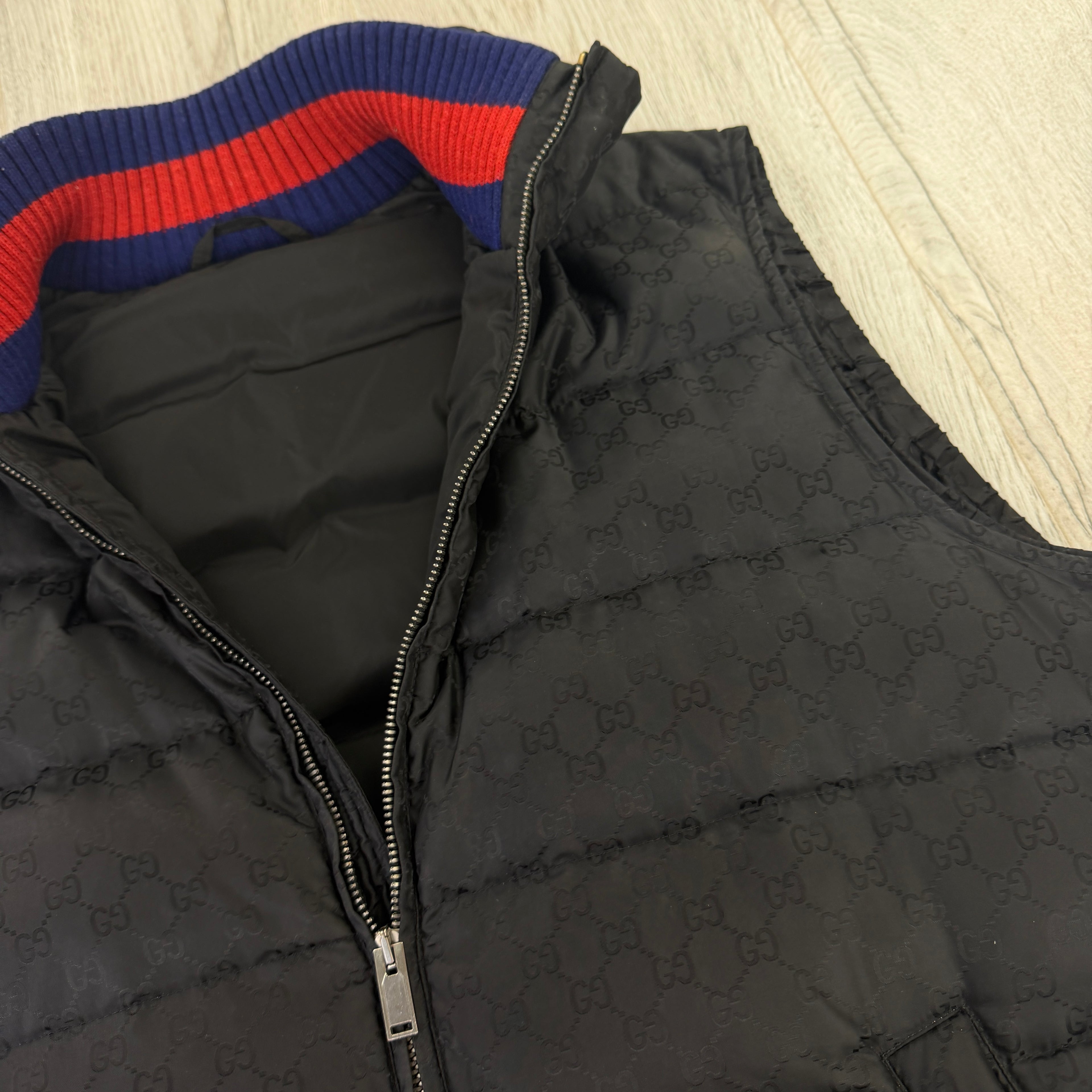 Gucci Men’s Balck Zip-up Monogrammed GG Body-warmer  - 50 (Medium)