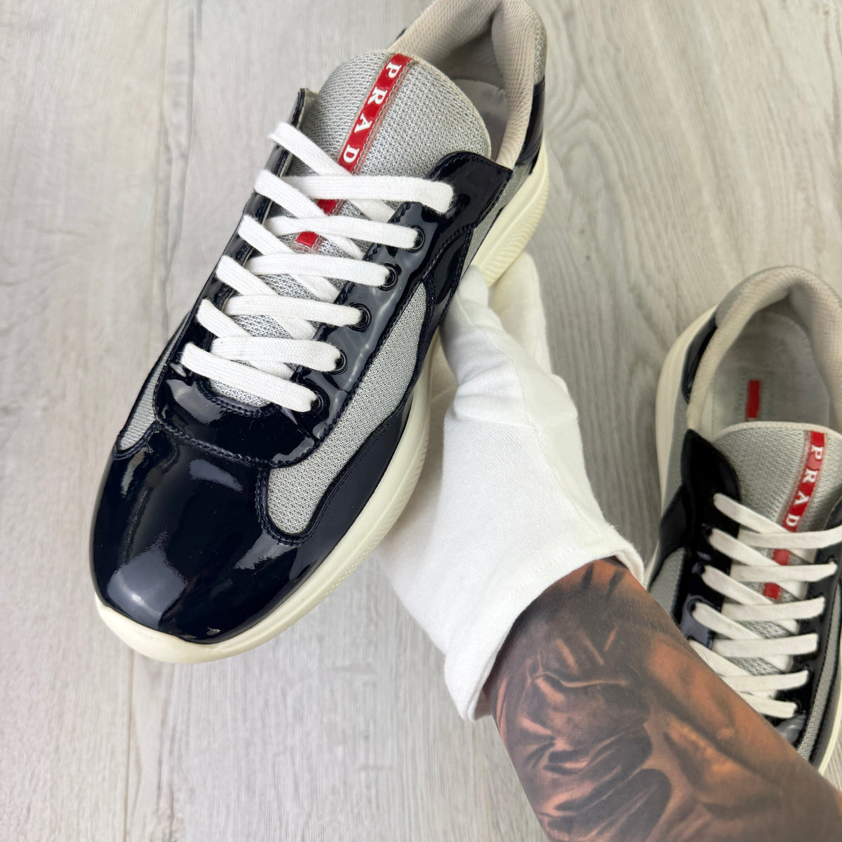Prada Cups Dark Grey / White Trainers - Uk 11