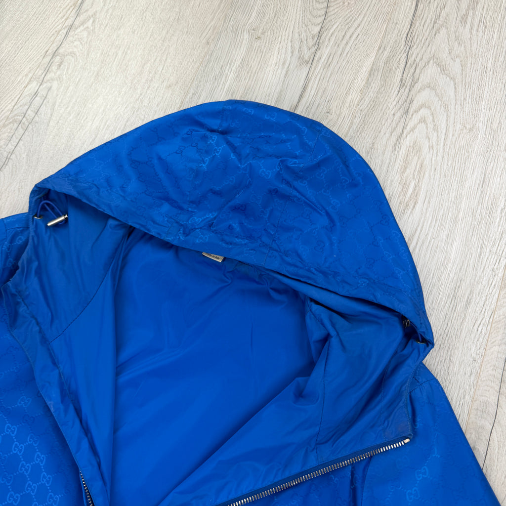 Gucci Men’s Royal Blue Zip-up Monogram Windbreaker - Medium