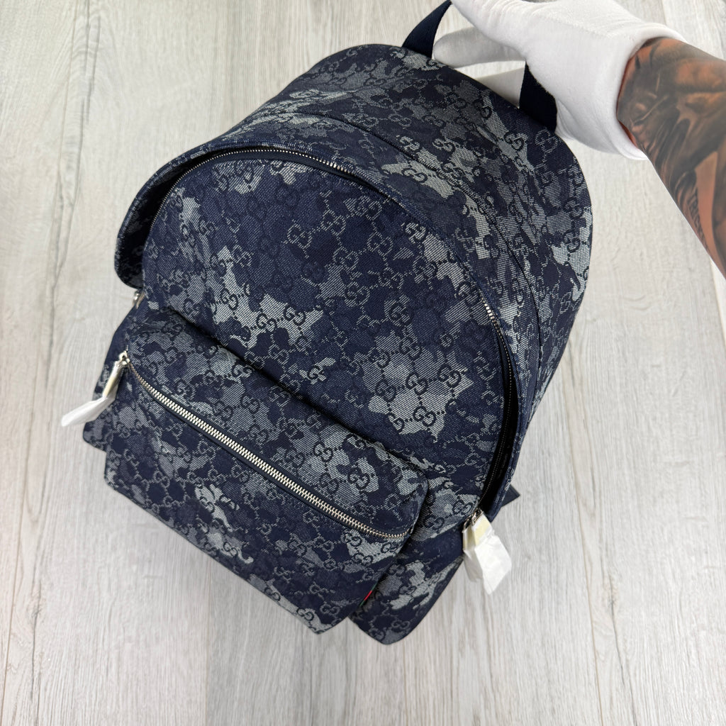 Gucci Men’s Monogram Camo Denim Jumbo GG Backpack