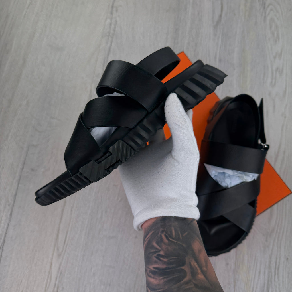 Hermes Men’s Black Sandals - Uk 9
