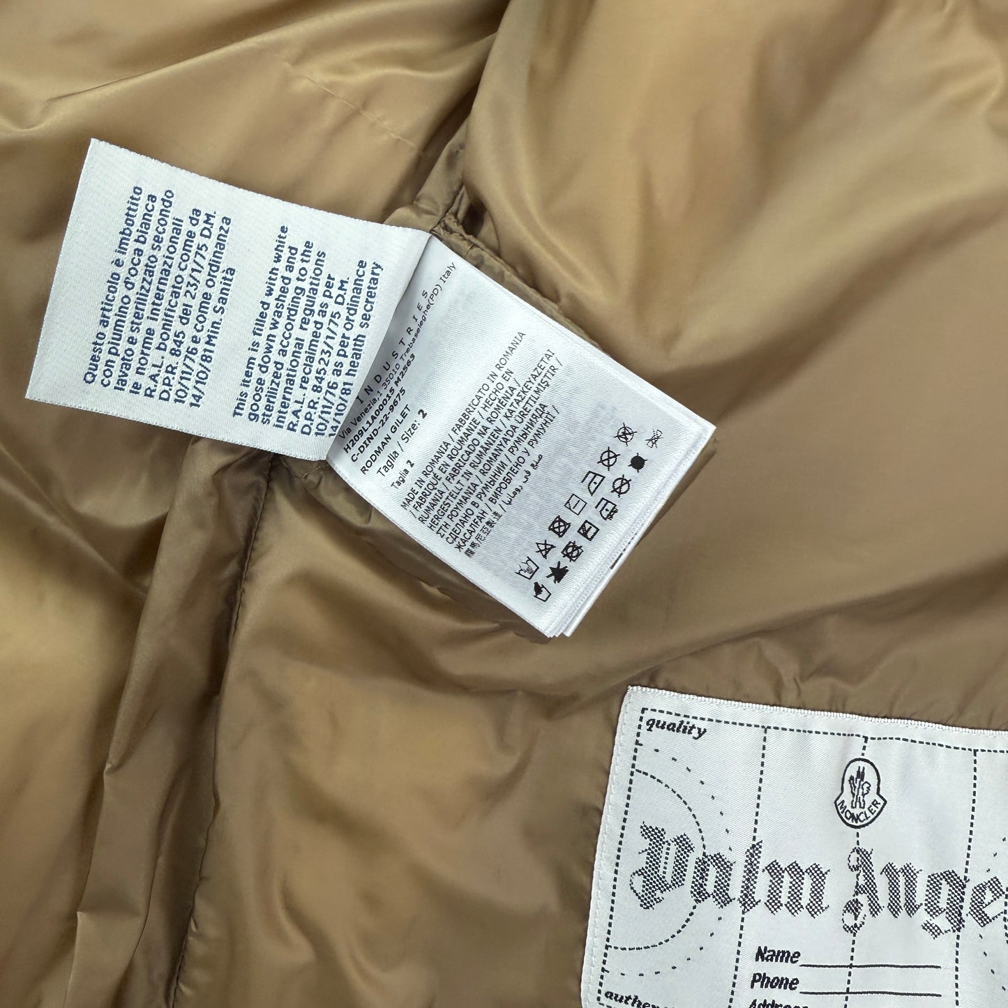 Moncler x Palm Angels Men’s Black Down Gilet - Size 2