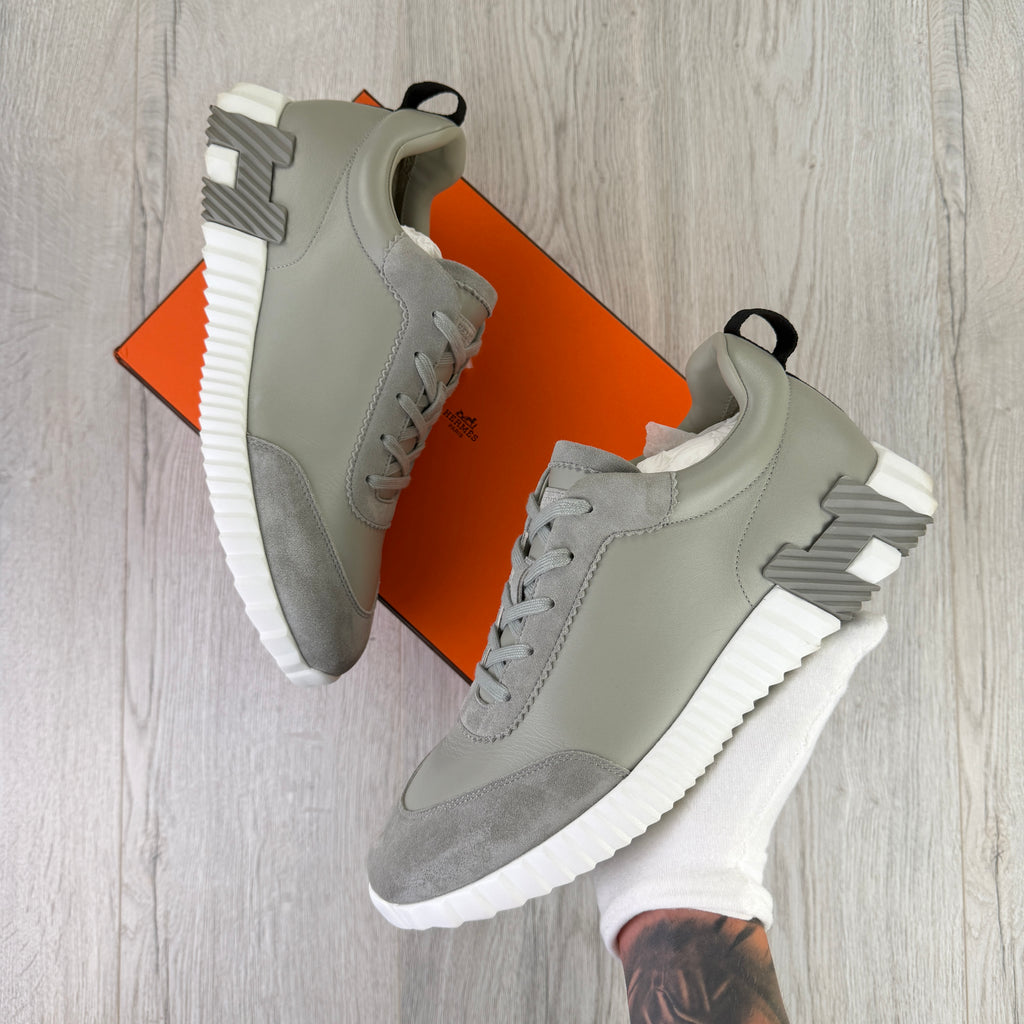 Hermes Men’s Grey Suede Bouncing Sneakers - Uk 11