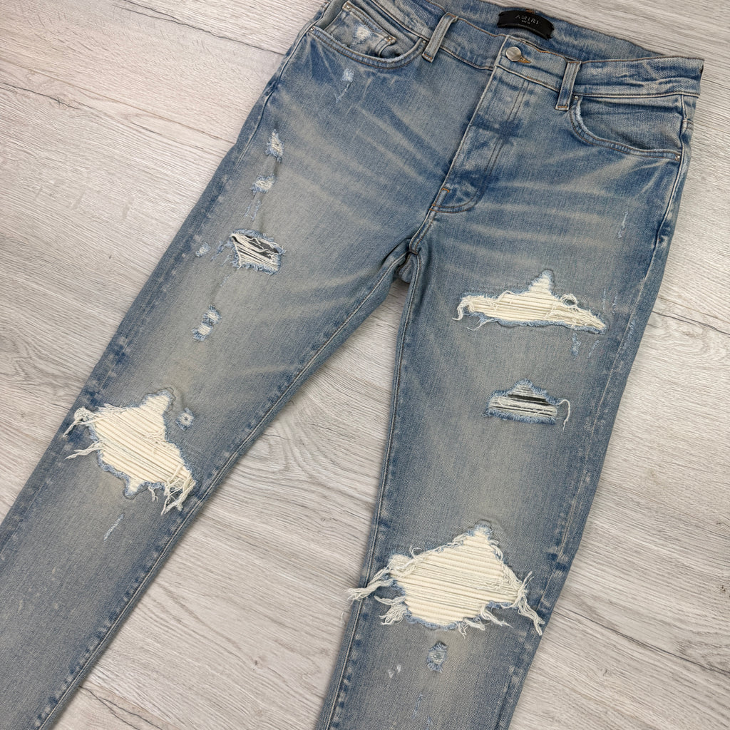 Amiri Men’s MX1 Blue Denim Jeans With Side Logo - Uk 32