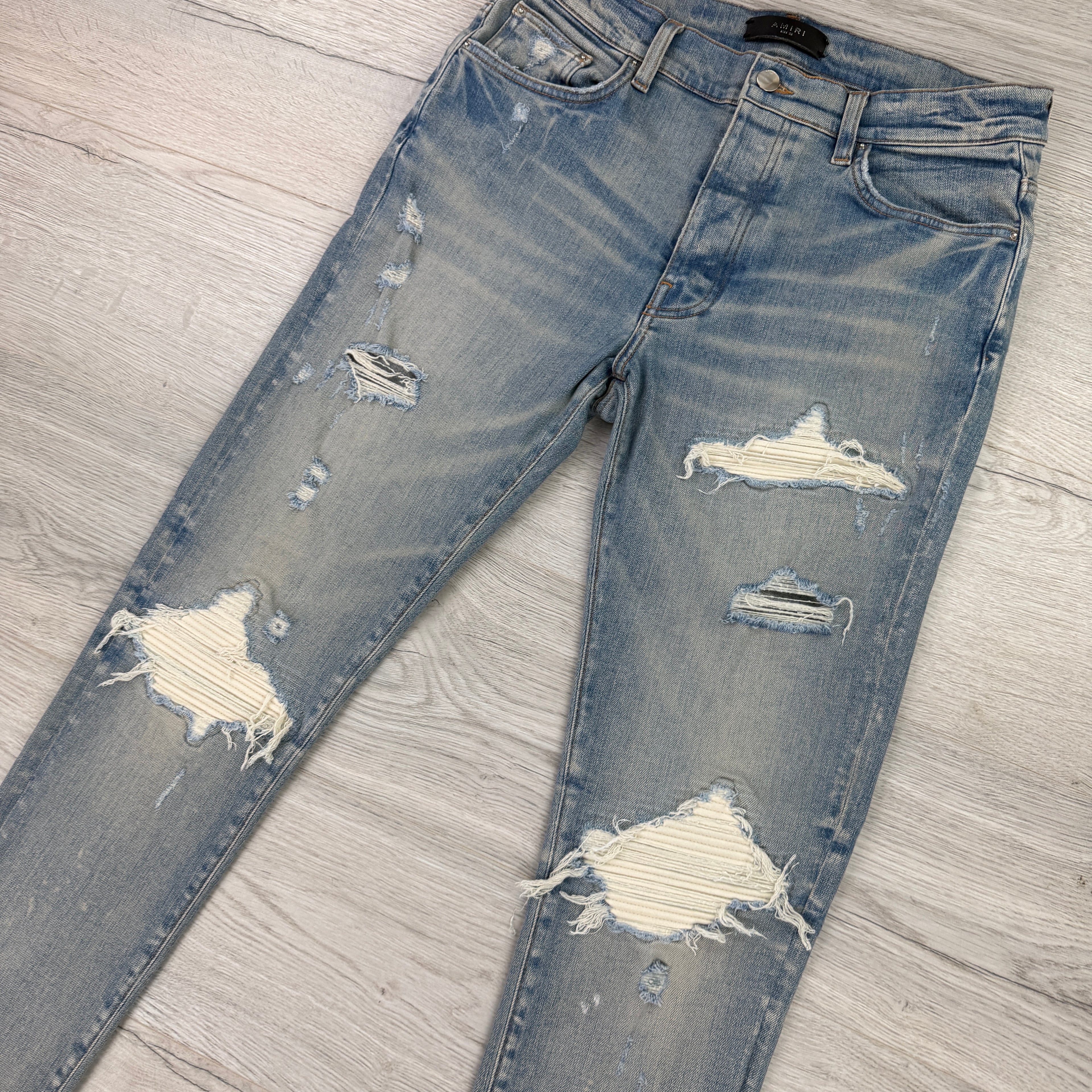 Amiri Men’s MX1 Blue Denim Jeans With Side Logo - Uk 32