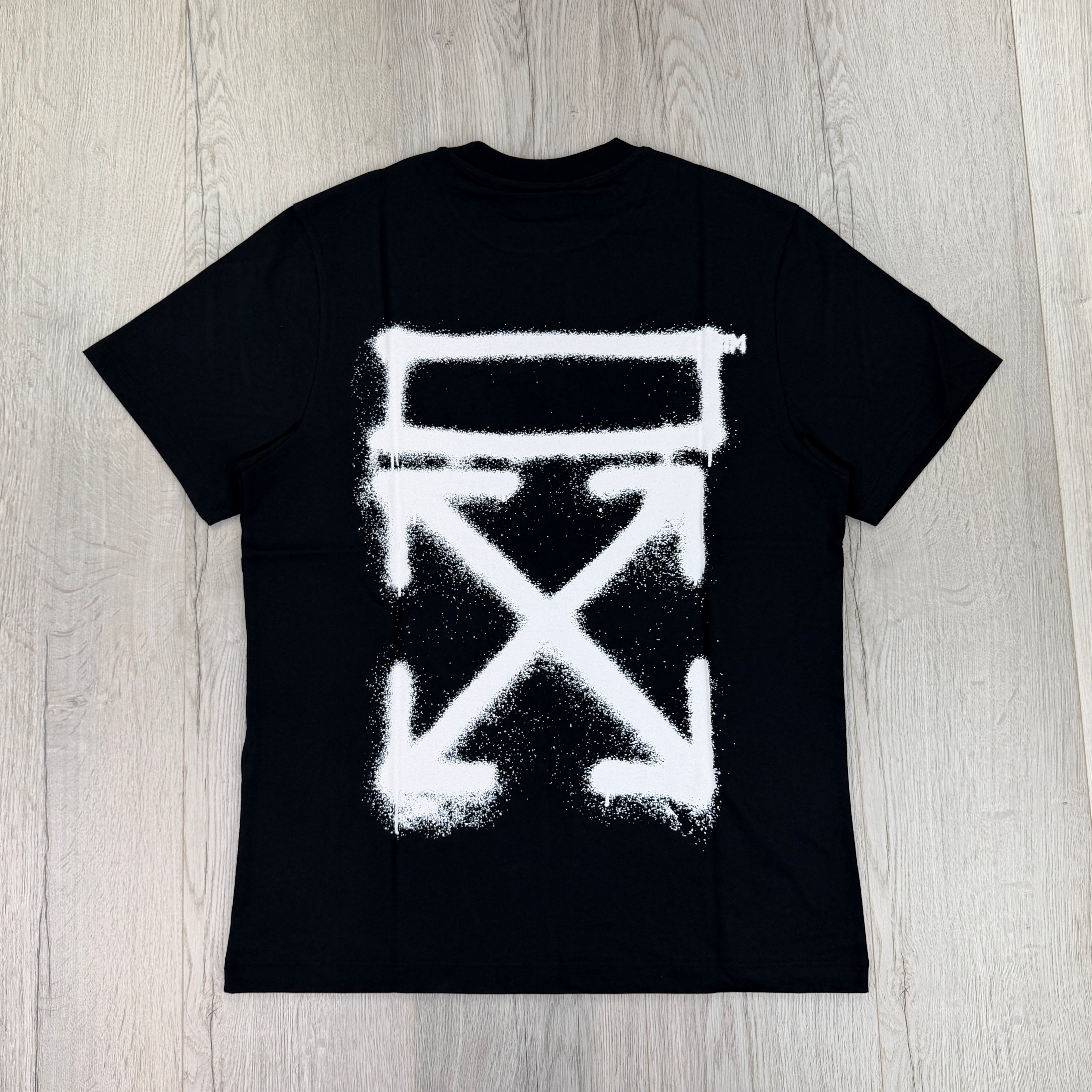 Off White Men’s Black T-shirt White Spray
