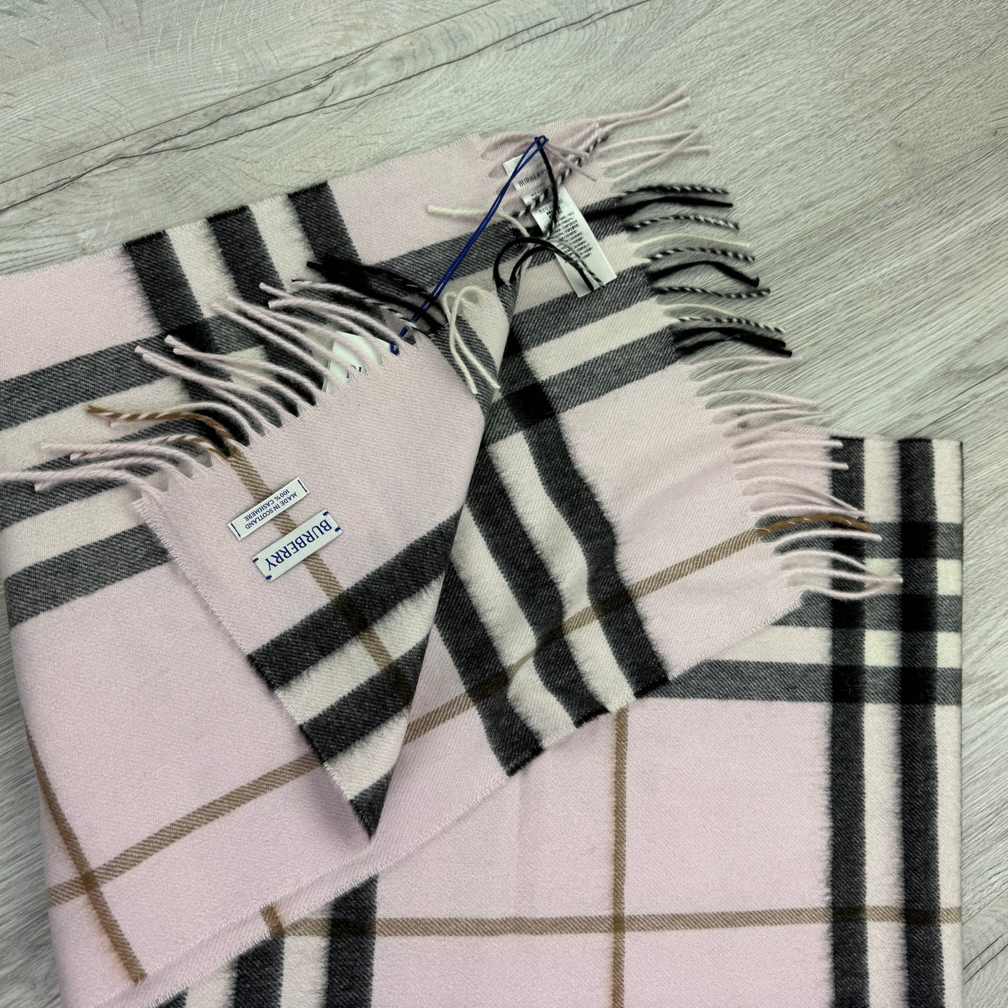Burberry Pink Check Cashmere Scarf