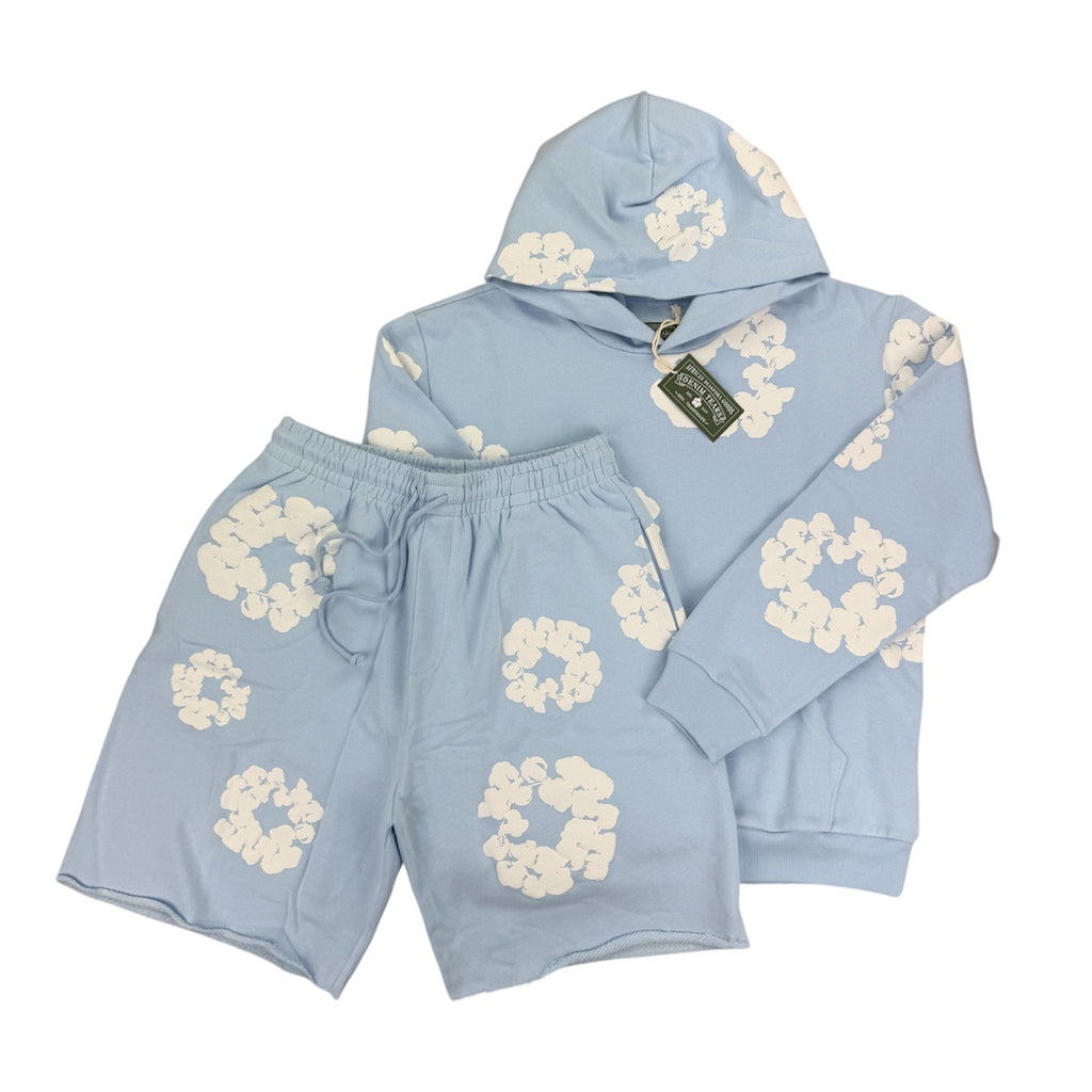 Denim Tears Men’s Baby Blue Hoodie & Shorts Set