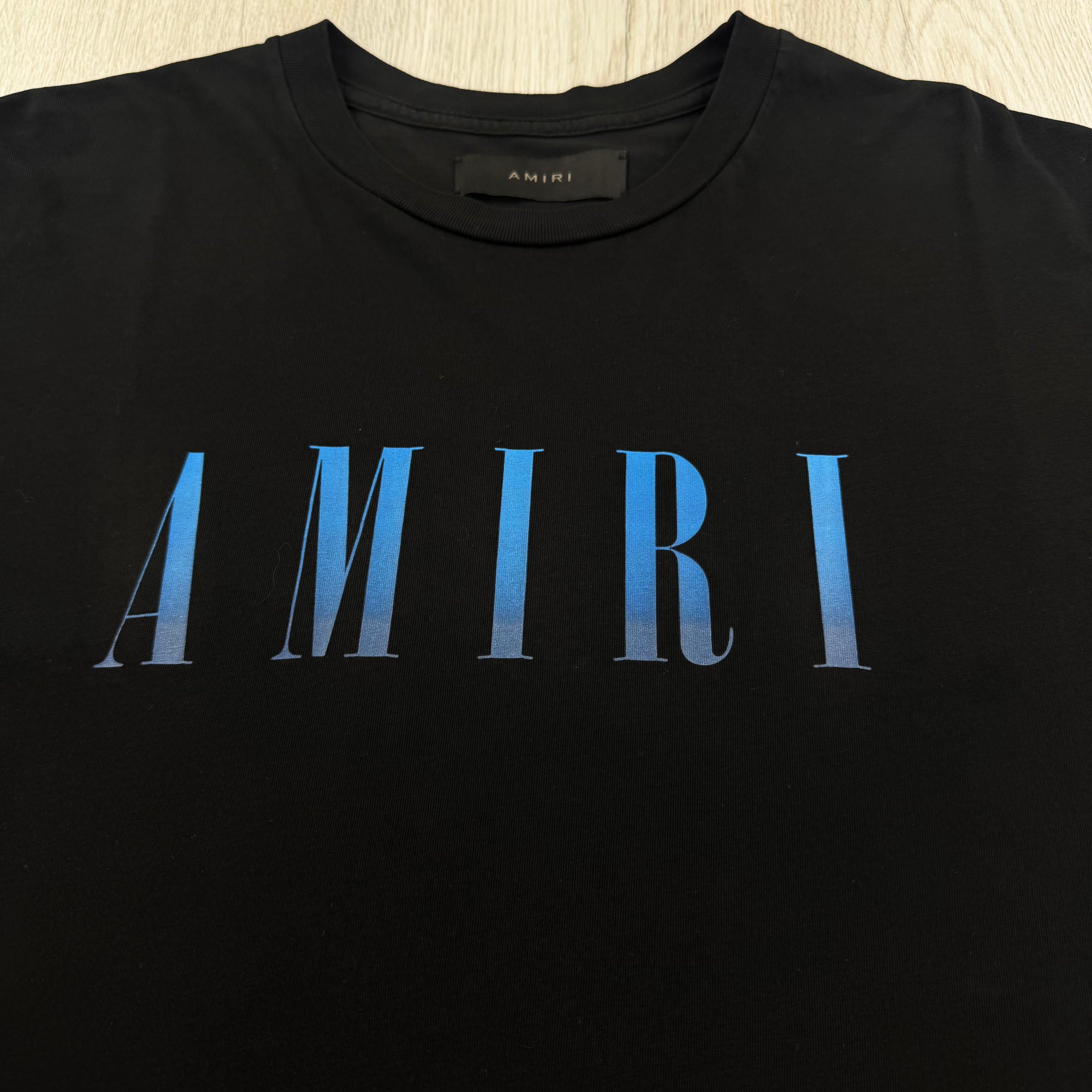 Amiri Men’s Black T-shirt Blue Logo - XS