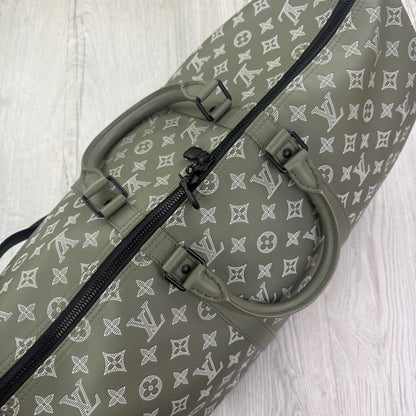 Louis Vuitton Monogram Shadow Green Keepall Bandoulière 50 Bag