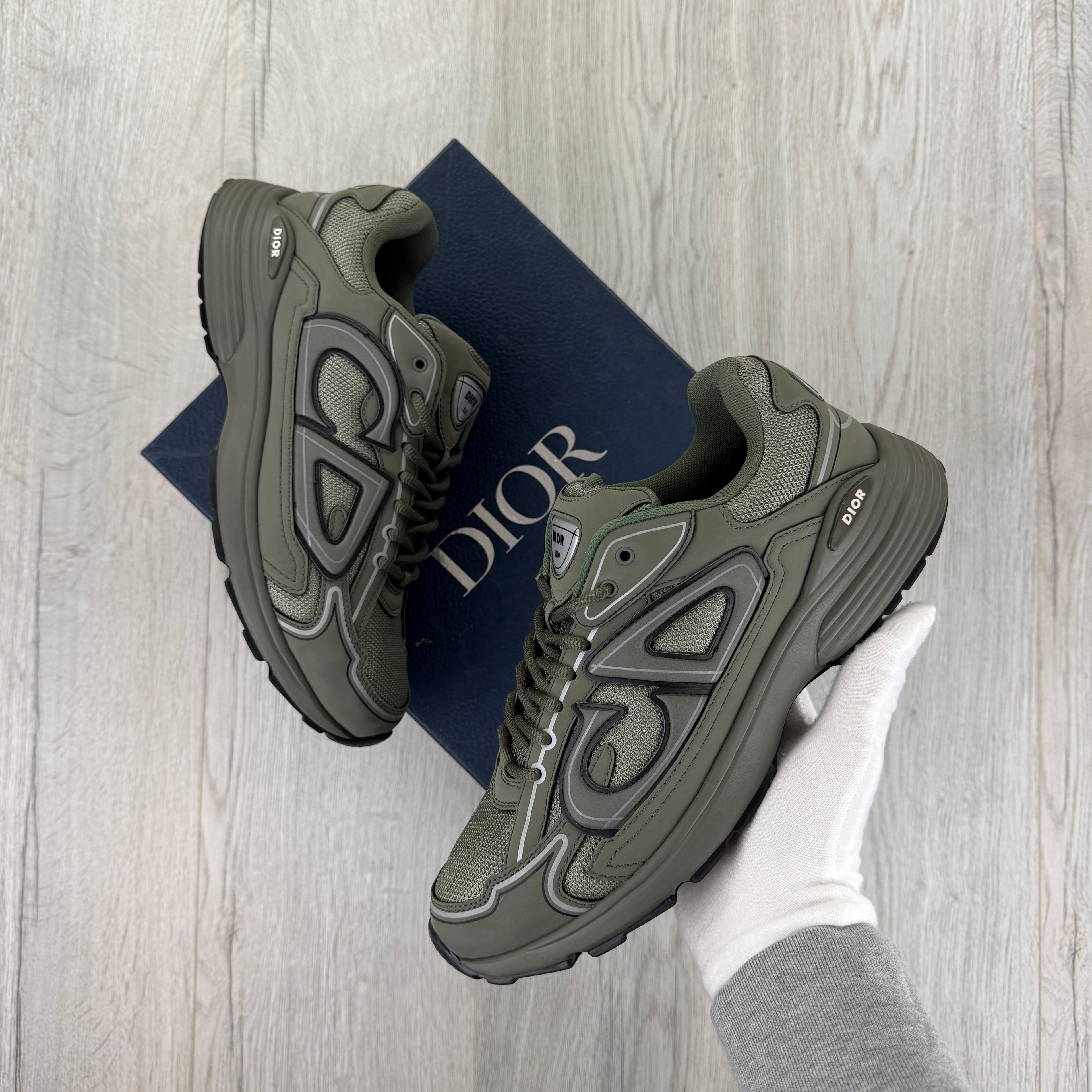 Dior B30 Men’s Khaki CD Mesh Trainers - 43 (Fit Uk 9)