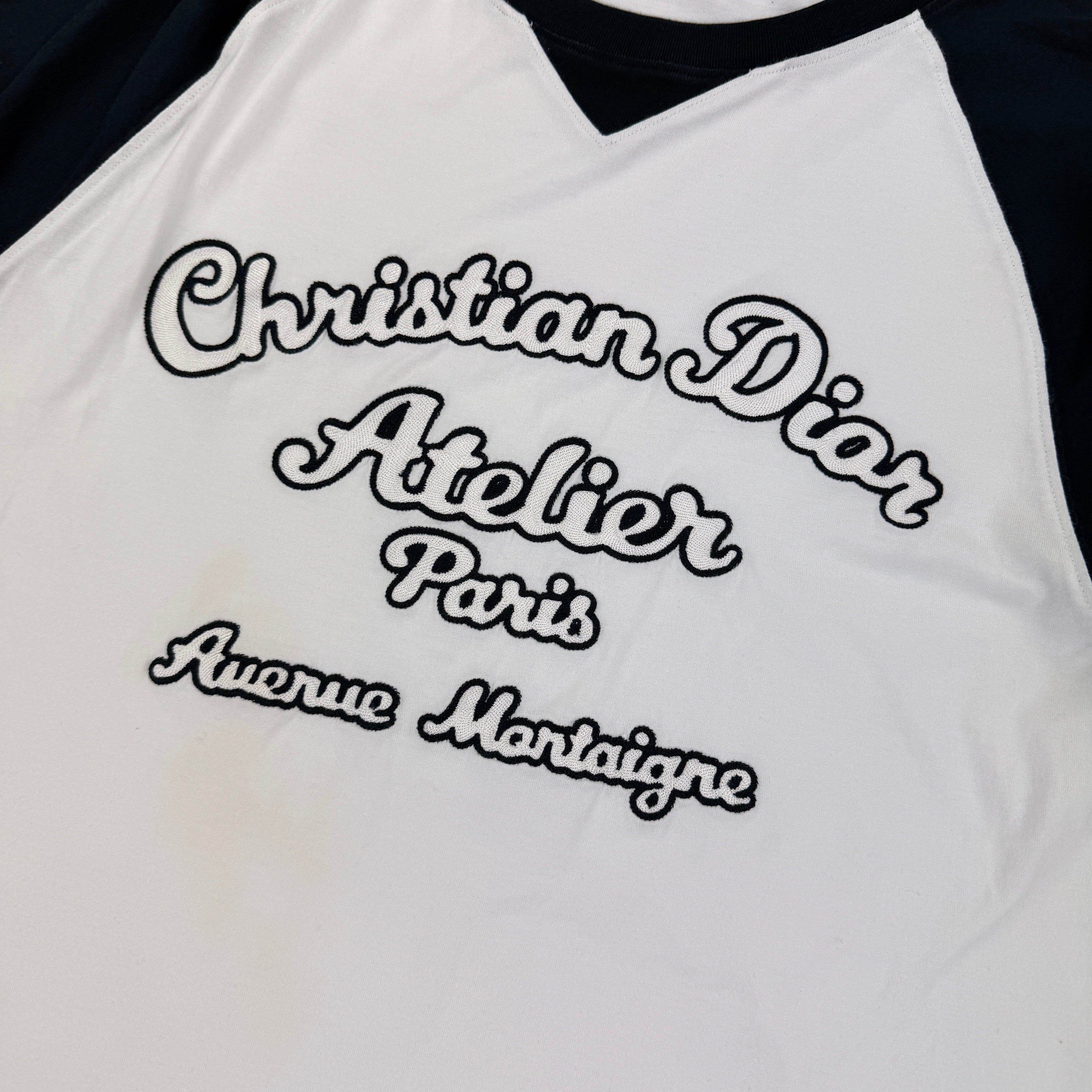 Christian Dior Men's White & Navy 'Atelier Paris' T-shirt - Large