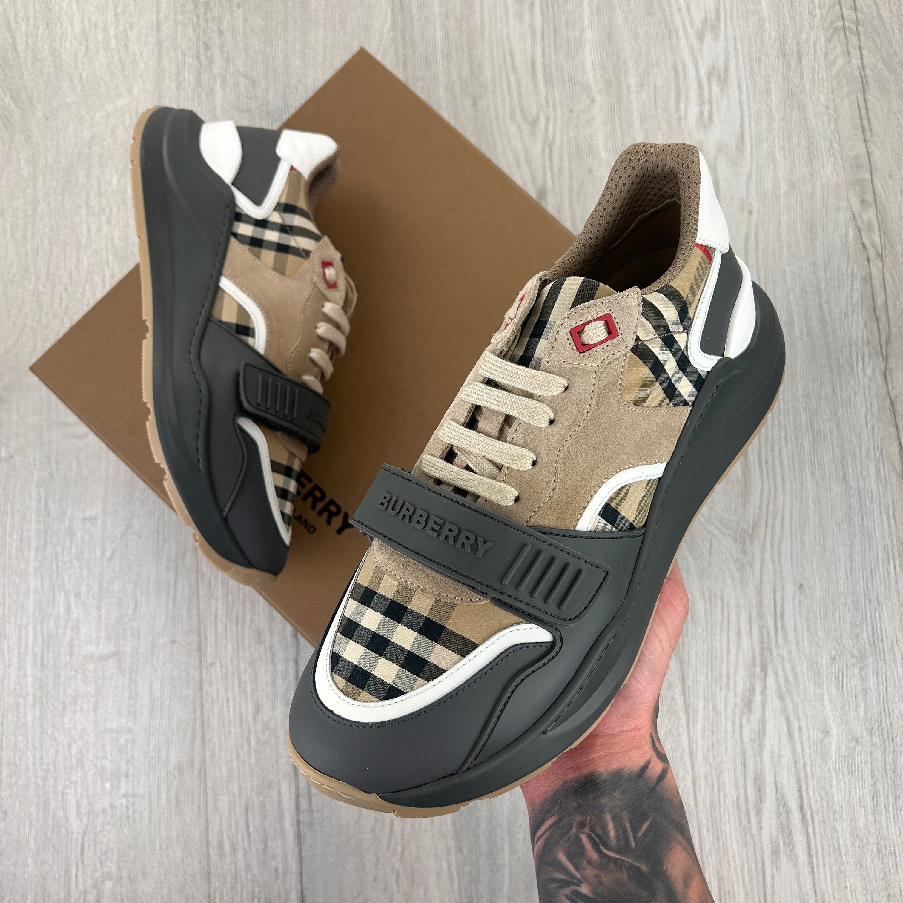 Burberry Men’s Vintage Check, Suede Leather Trainers