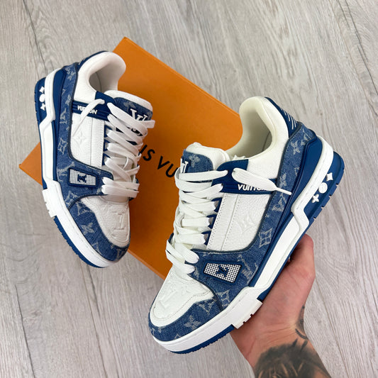 Louis Vuitton Men’s Blue & White Low Trainers - Uk 7.5 (Fit 8.5)