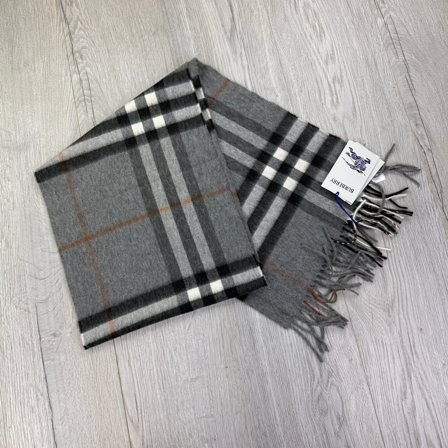 Burberry Grey Check Cashmere Scarf