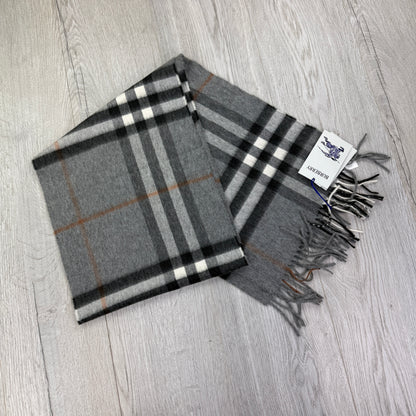 Burberry Grey Check Cashmere Scarf