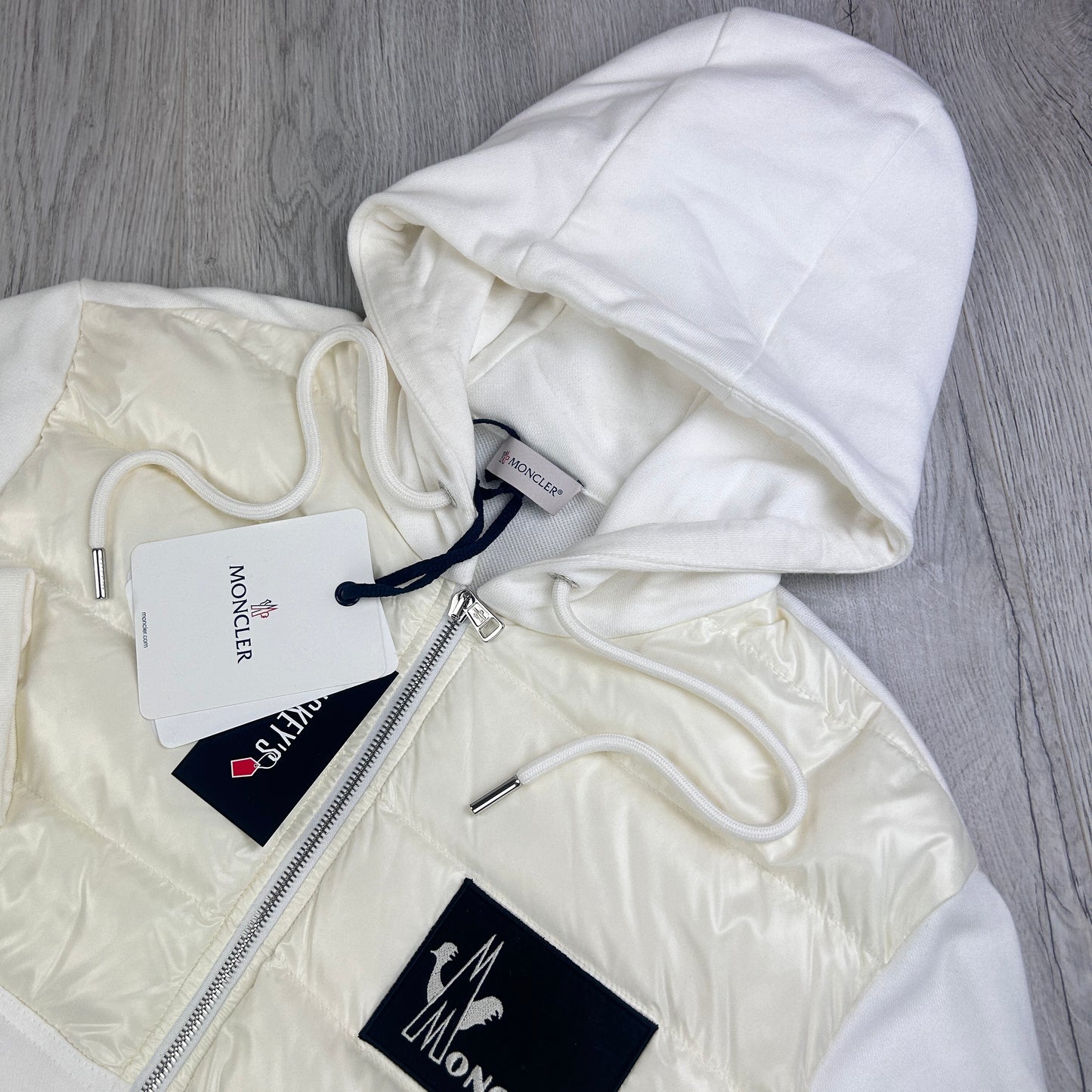 Moncler Men’s Zip-up White  Padded Modella Maglia Cardigan - XXL