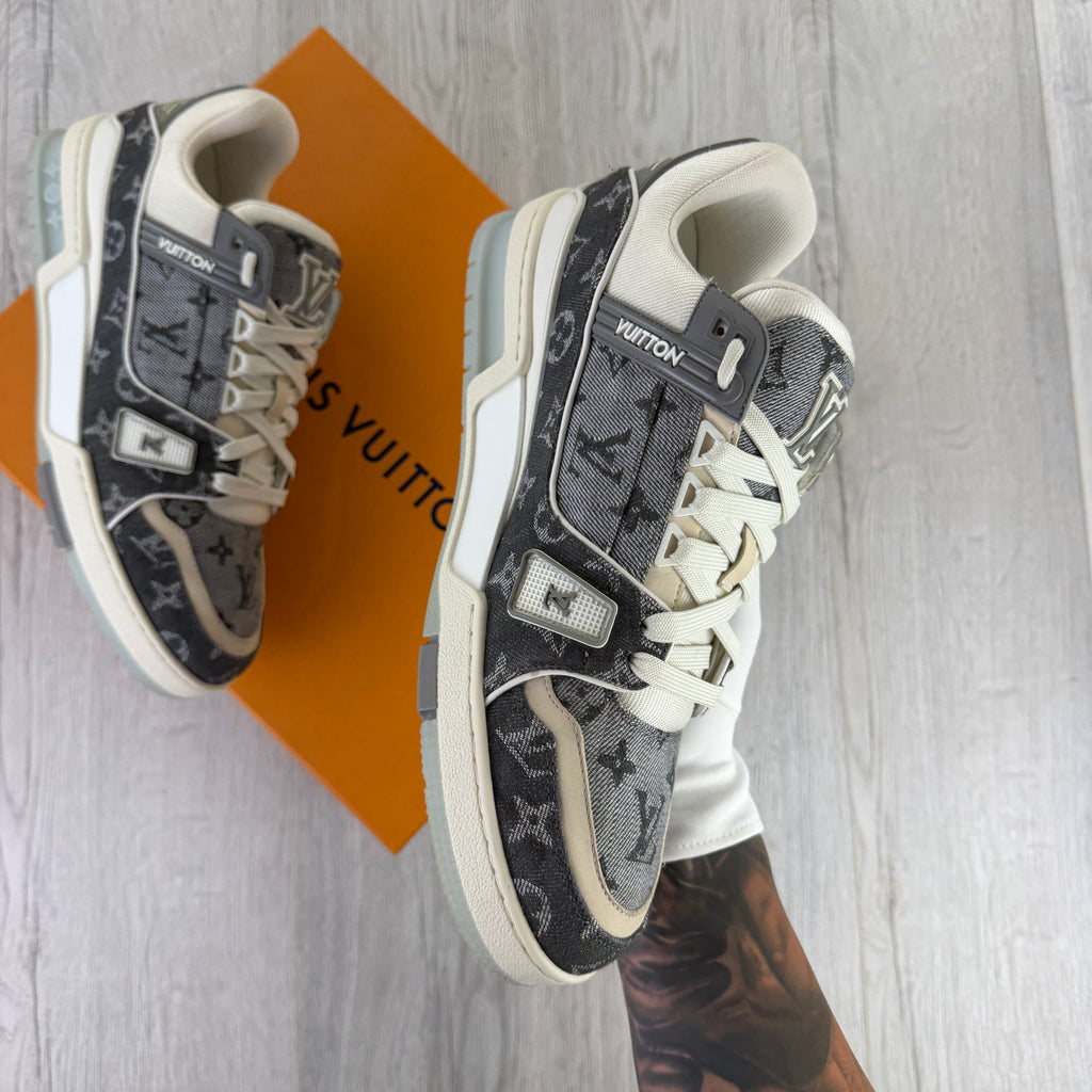 Louis Vuitton Men’s Grey / White Monogram Low Trainers - Uk 9.5 (Fit 10/10.5)